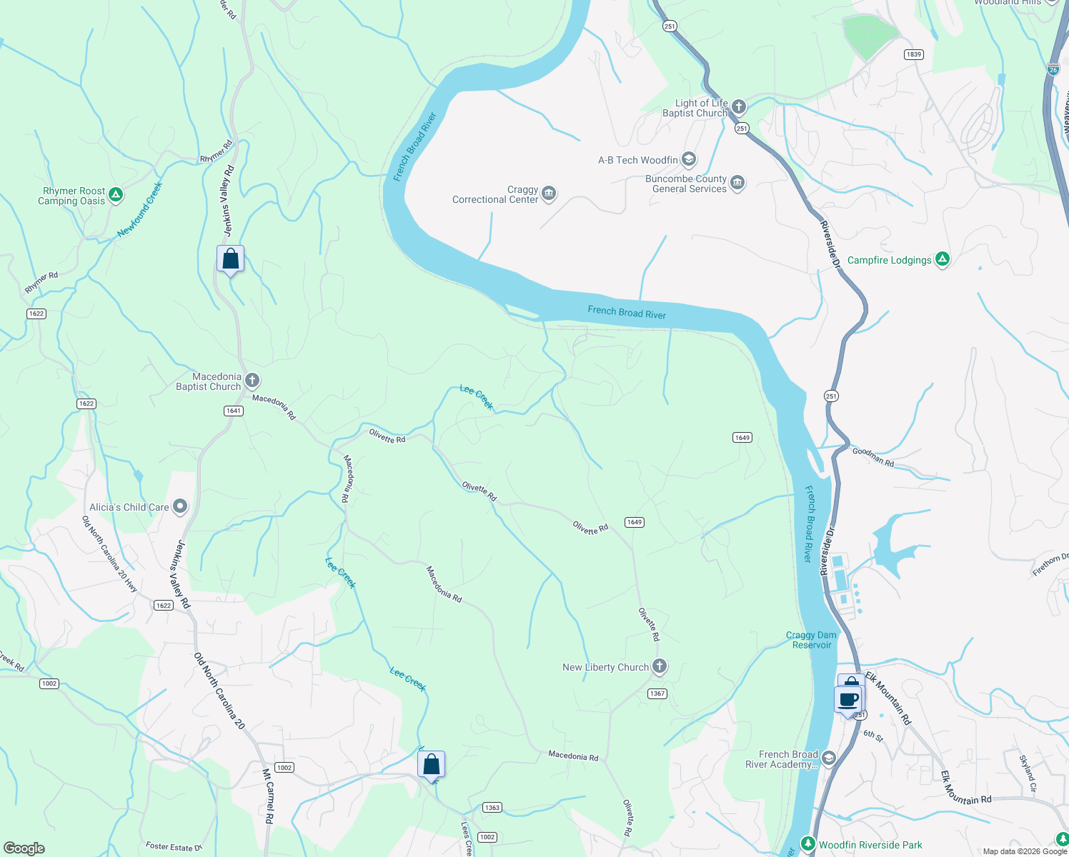 map of restaurants, bars, coffee shops, grocery stores, and more near 82 Johnson Road in Asheville