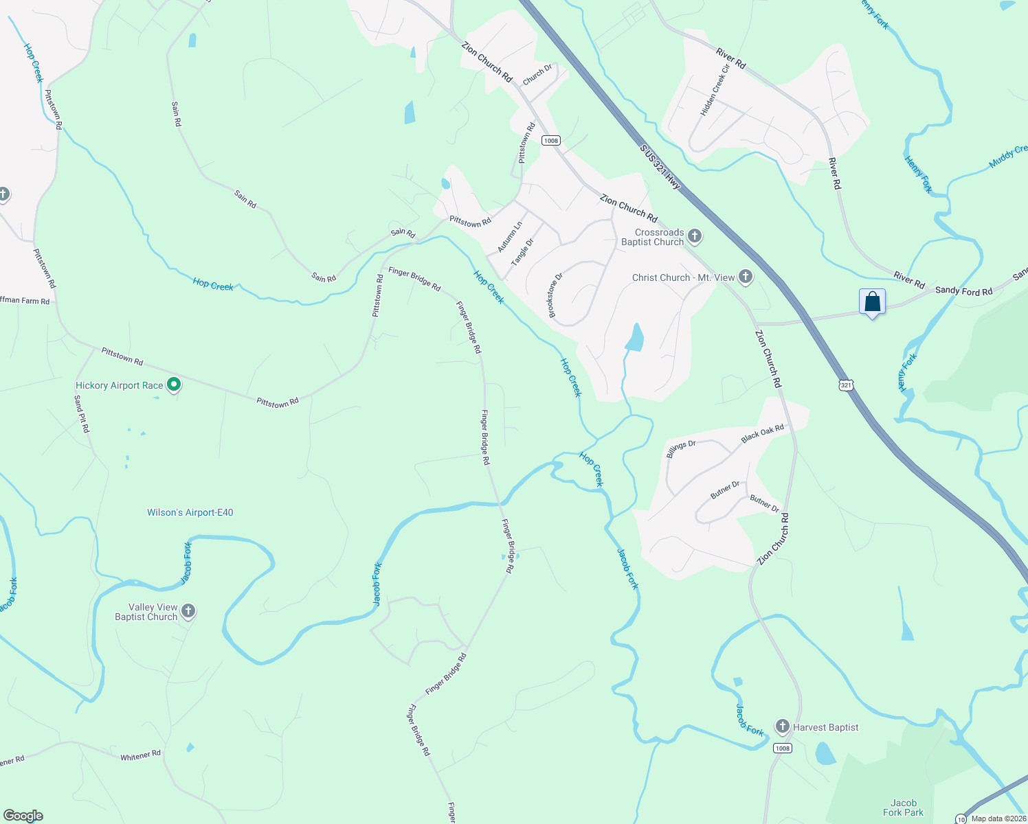 map of restaurants, bars, coffee shops, grocery stores, and more near 4405 Landing Court in Hickory