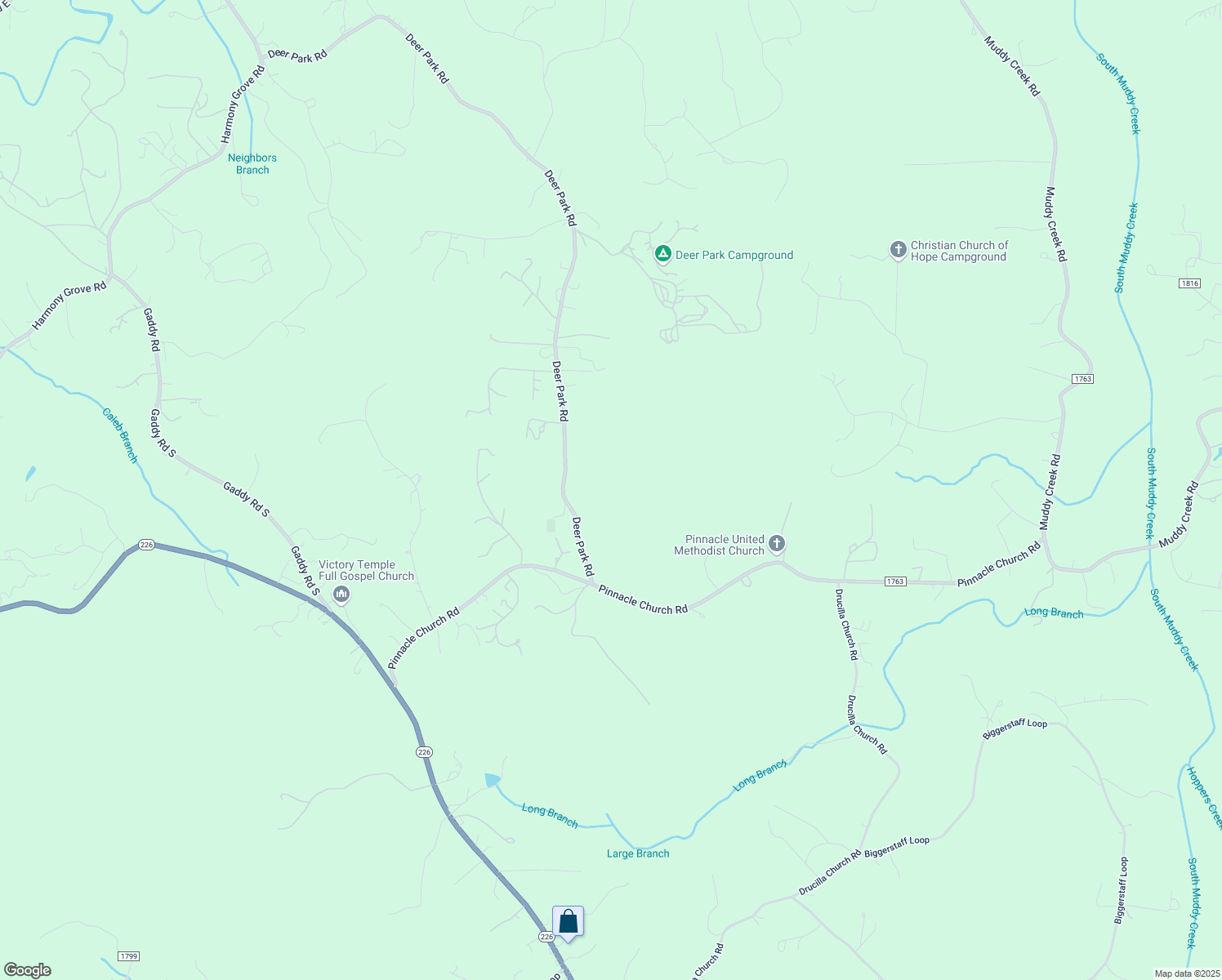 map of restaurants, bars, coffee shops, grocery stores, and more near 306 Deer Park Road in Nebo