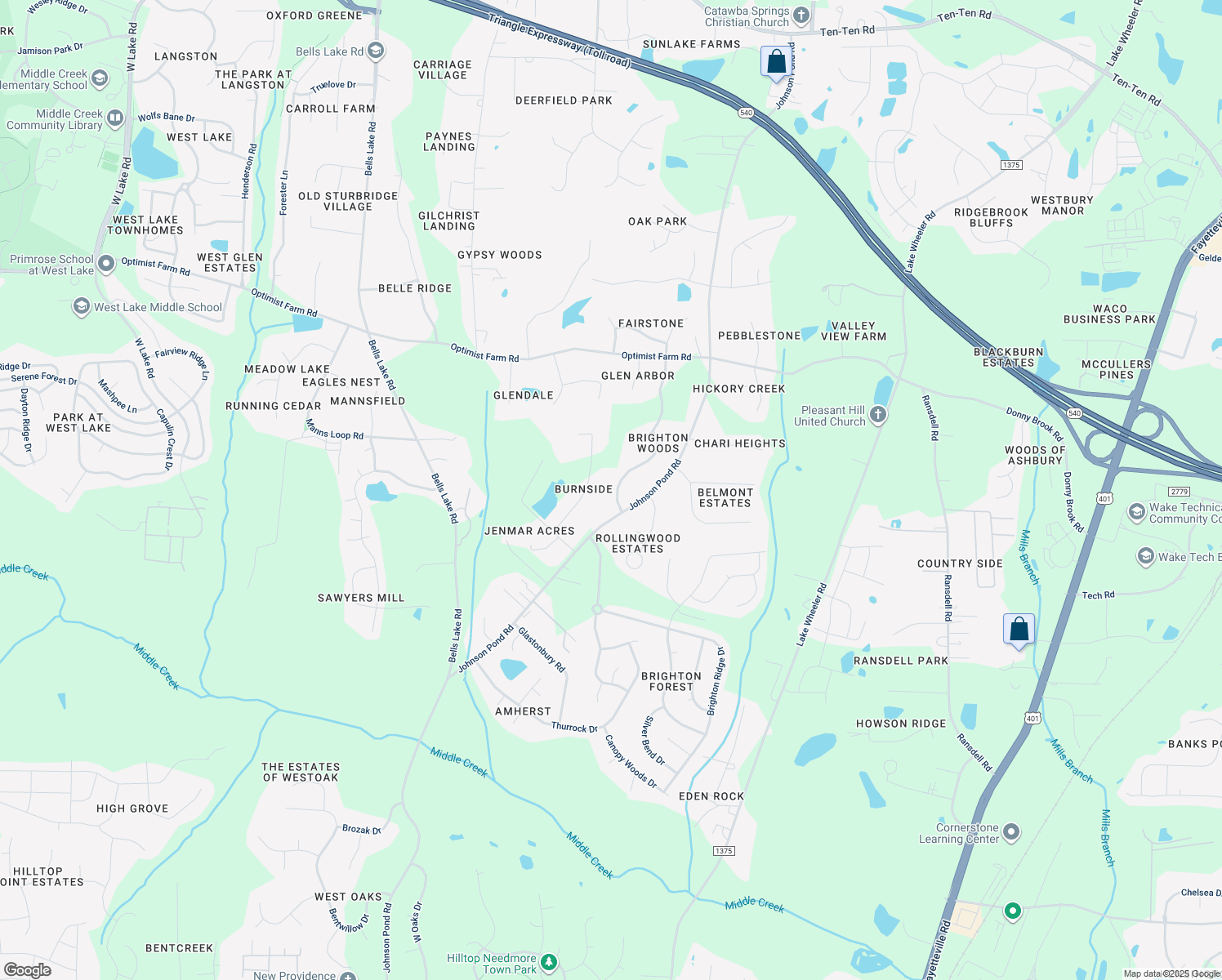 map of restaurants, bars, coffee shops, grocery stores, and more near 2644 New Oxford Dr in Apex