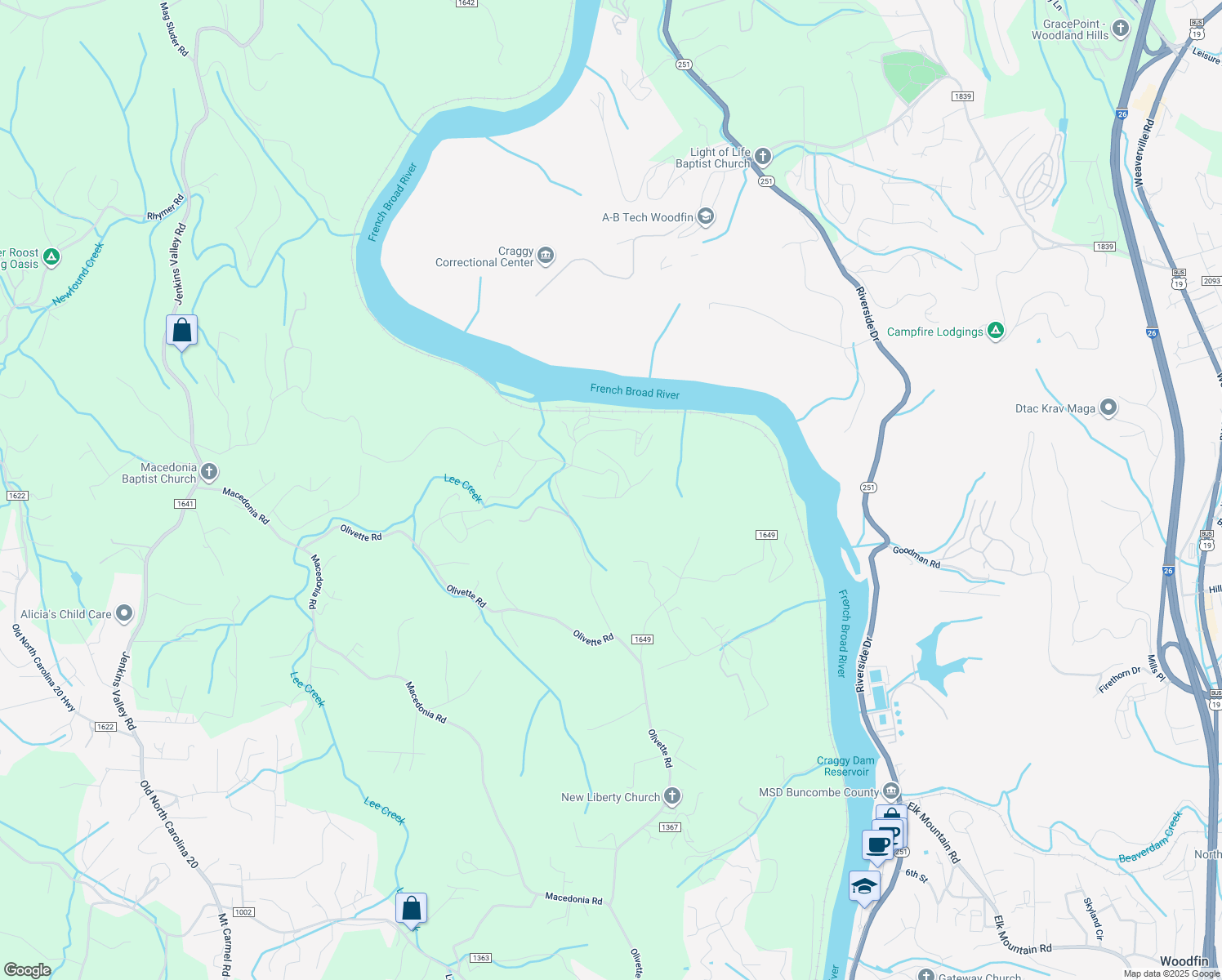 map of restaurants, bars, coffee shops, grocery stores, and more near 45 Sweet Fern Parkway in Asheville