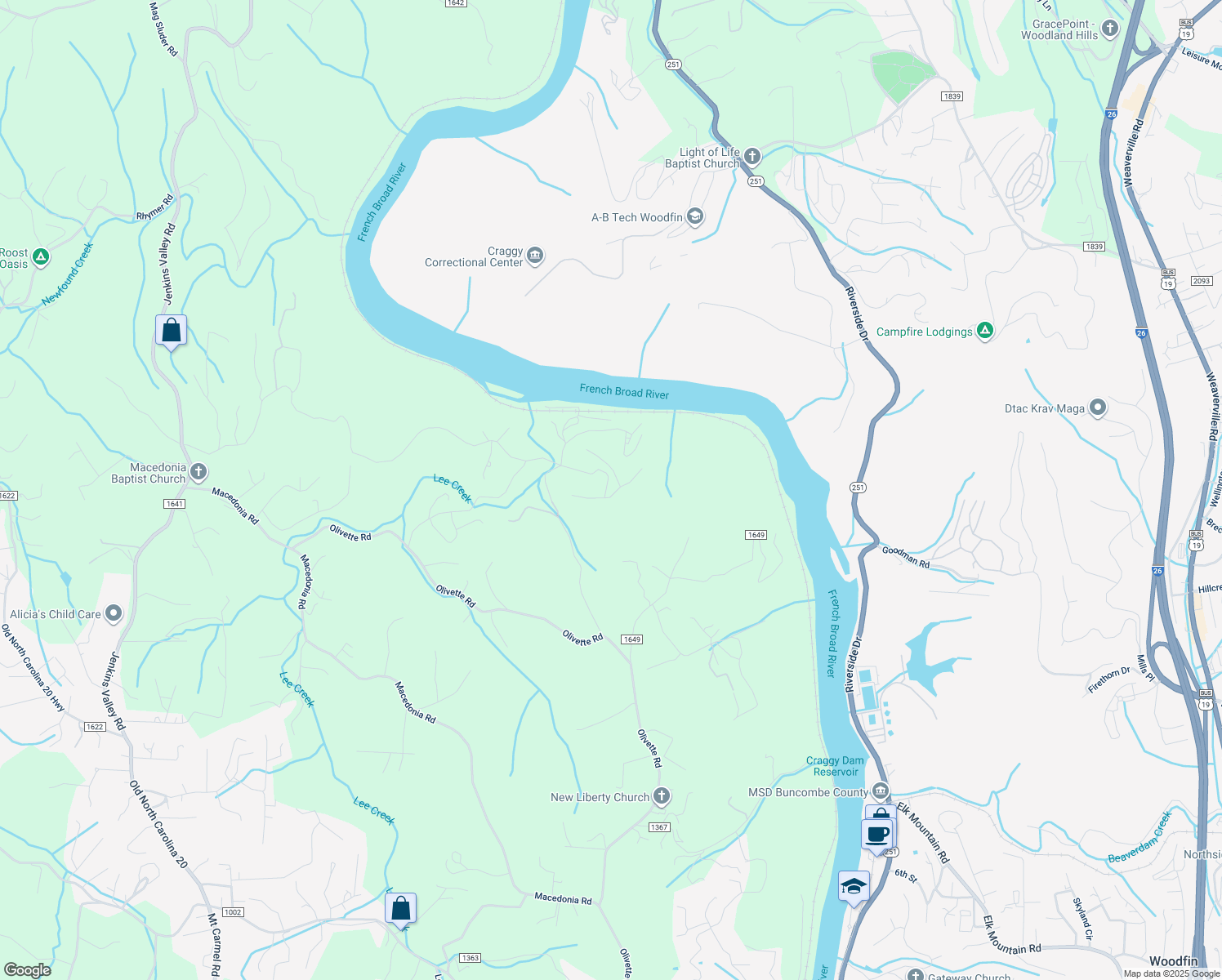 map of restaurants, bars, coffee shops, grocery stores, and more near 4 Bee Balm Way in Asheville