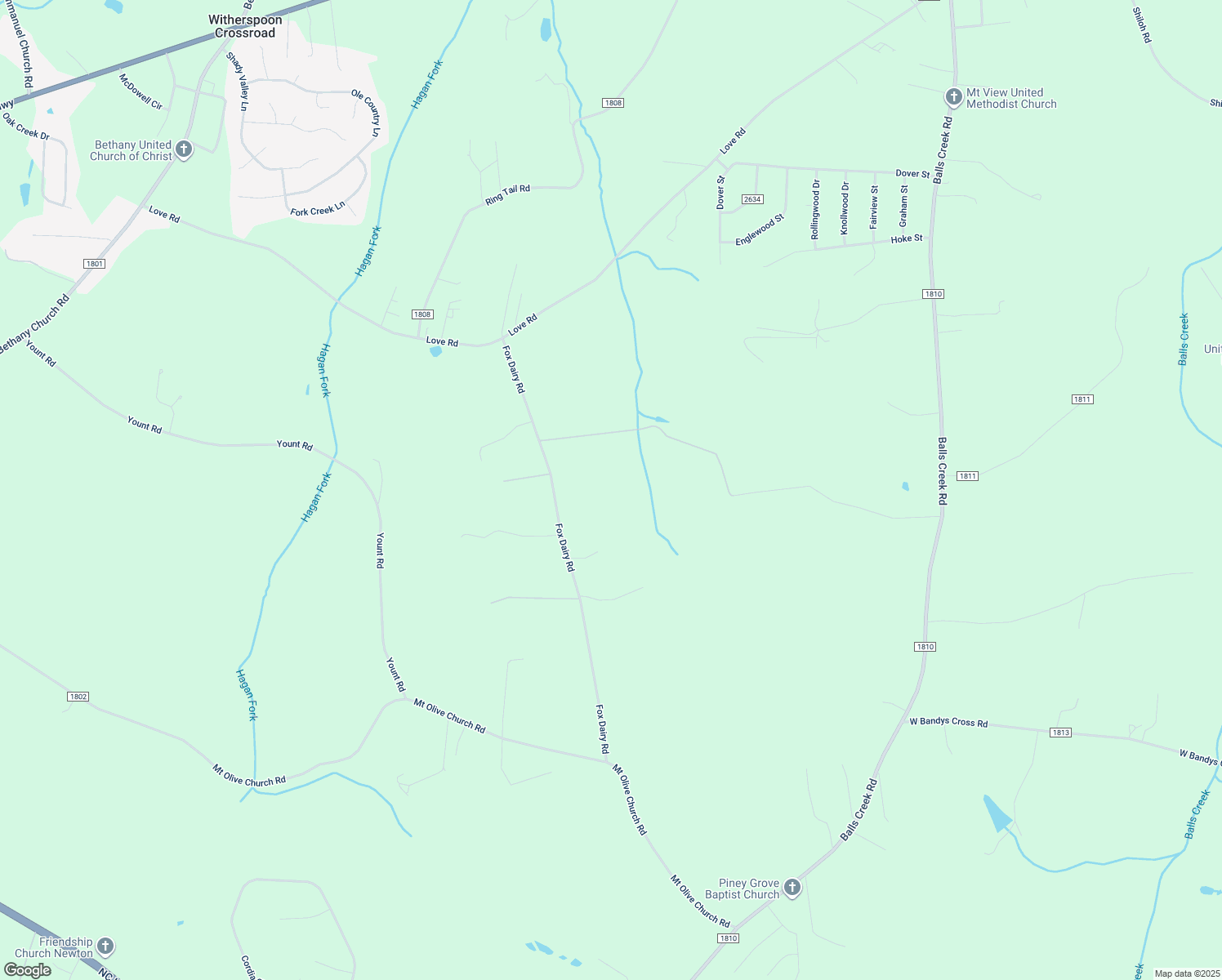map of restaurants, bars, coffee shops, grocery stores, and more near 1342 Fox Dairy Road in Newton