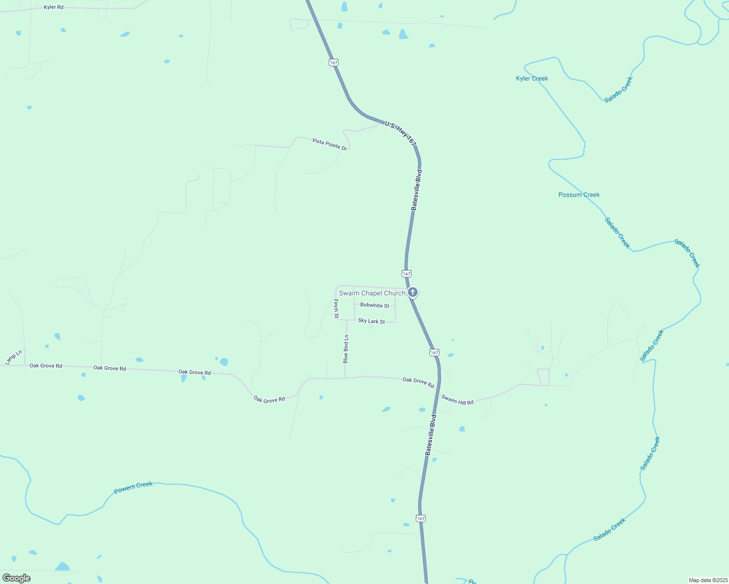 map of restaurants, bars, coffee shops, grocery stores, and more near 100 Bunting Street in Batesville