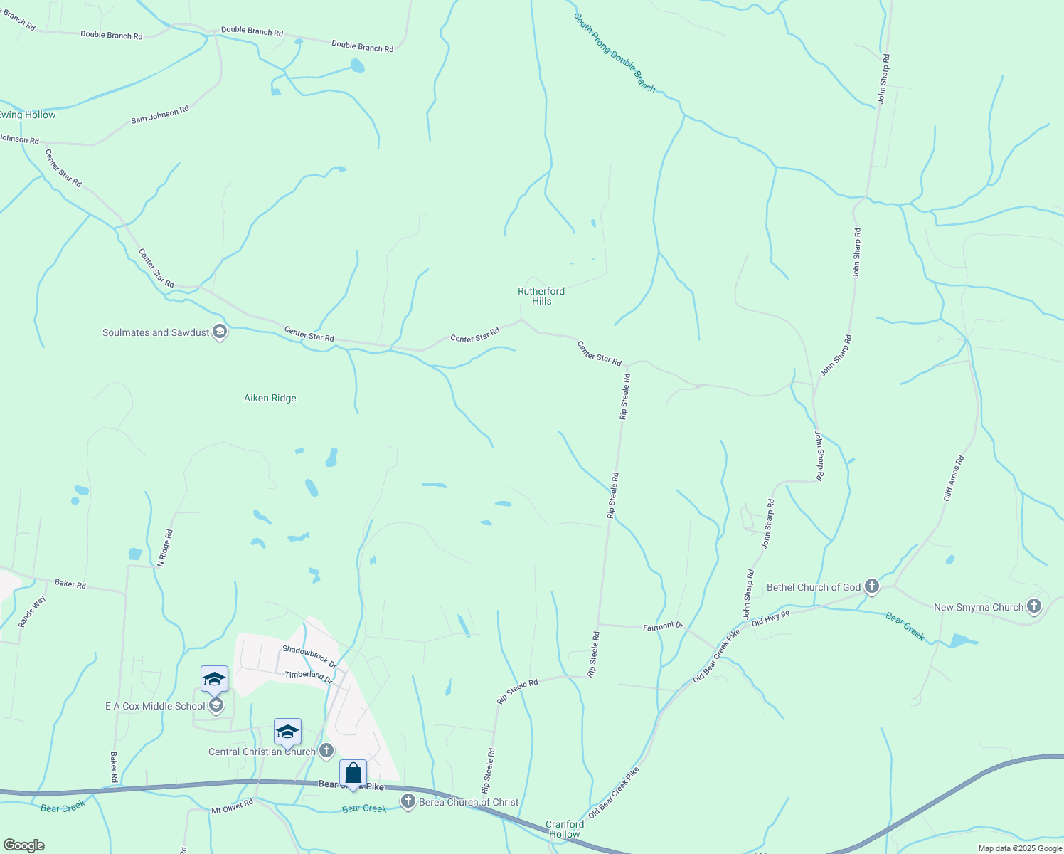 map of restaurants, bars, coffee shops, grocery stores, and more near 1111 Rip Steele Road in Columbia