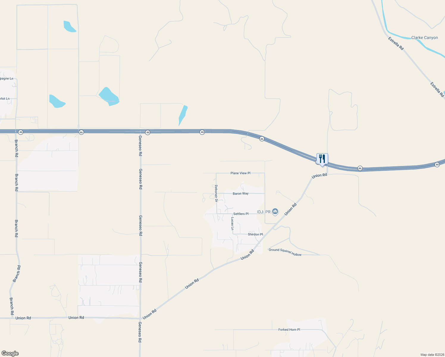 map of restaurants, bars, coffee shops, grocery stores, and more near 8150 Plane View Place in Paso Robles