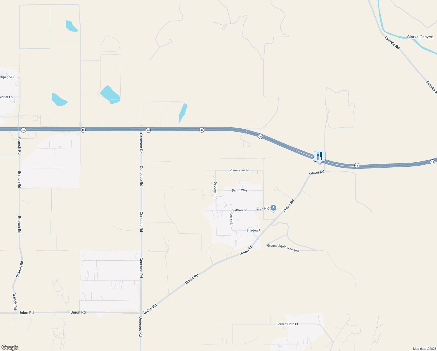 map of restaurants, bars, coffee shops, grocery stores, and more near 8150 Plane View Place in Paso Robles