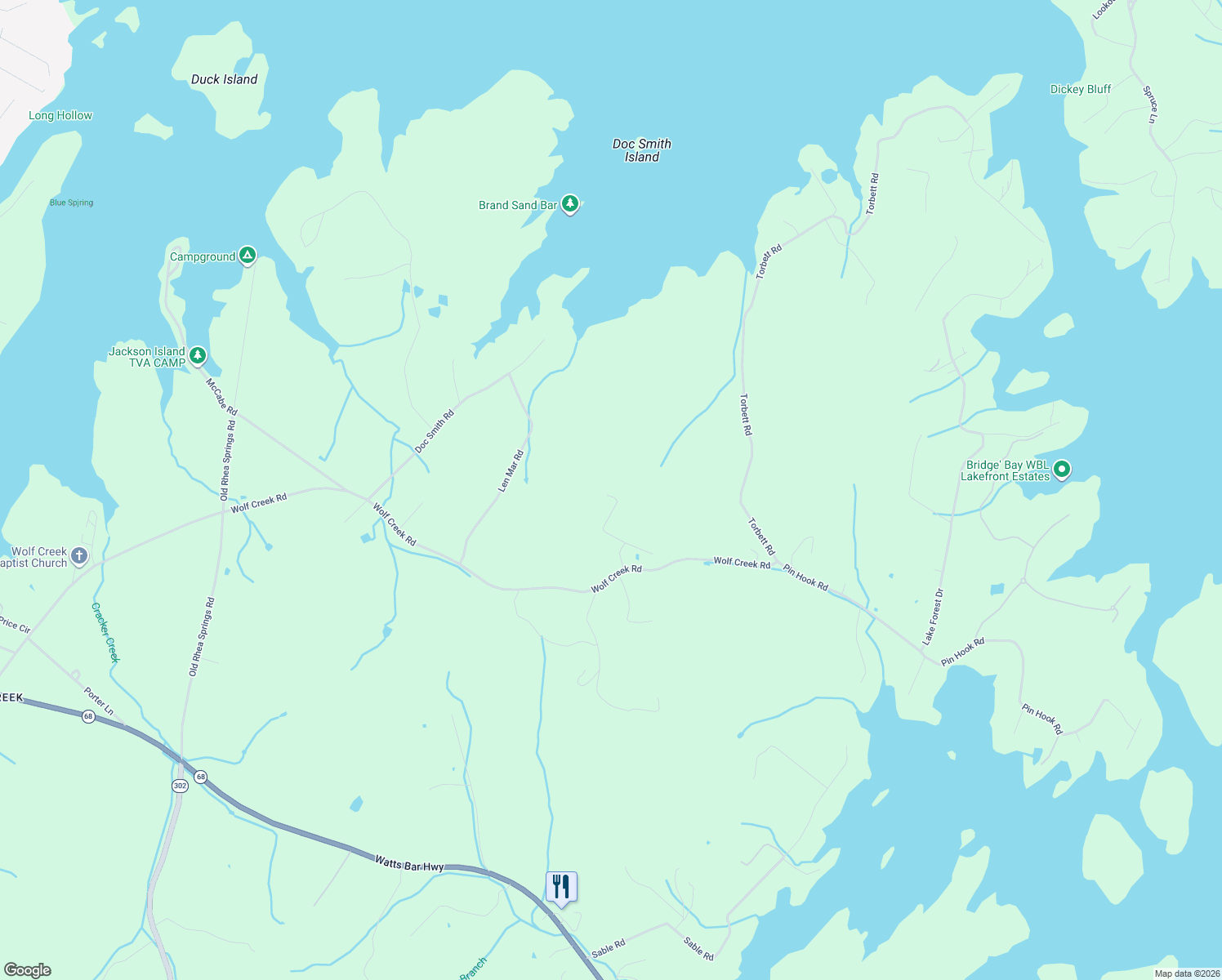 map of restaurants, bars, coffee shops, grocery stores, and more near 181 Sunshine Lane in Spring City