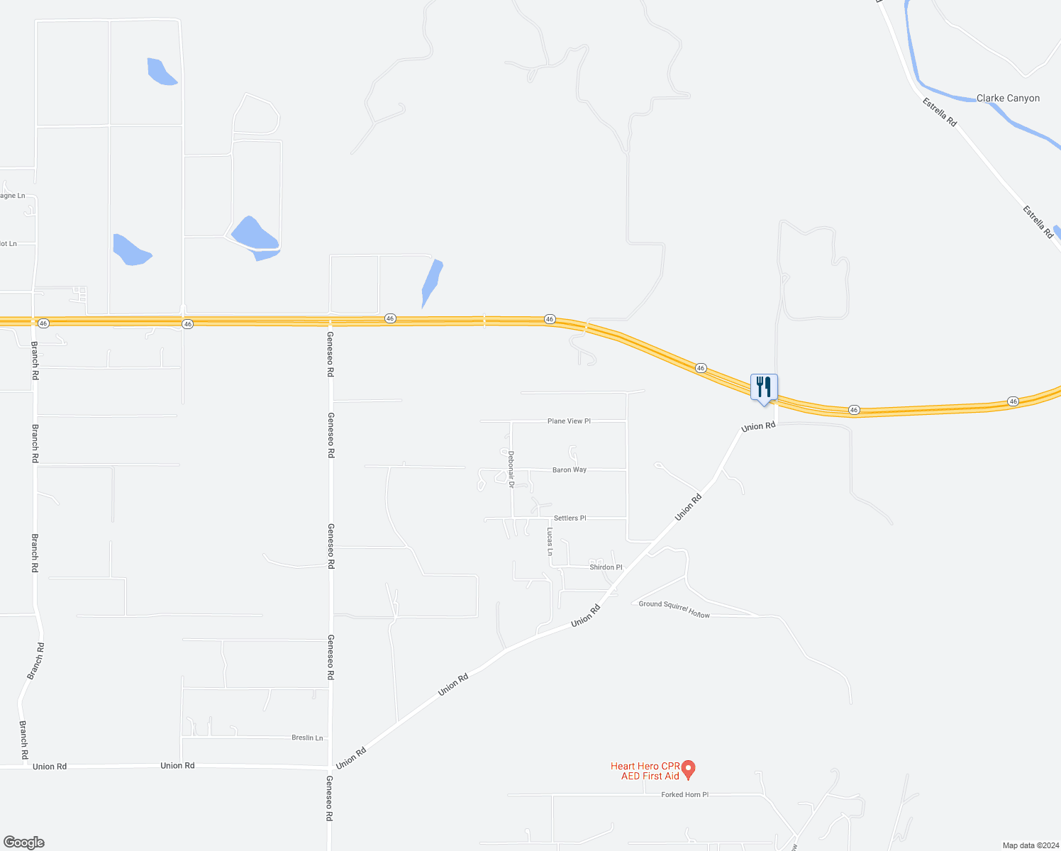 map of restaurants, bars, coffee shops, grocery stores, and more near 8170 Plane View Place in Paso Robles