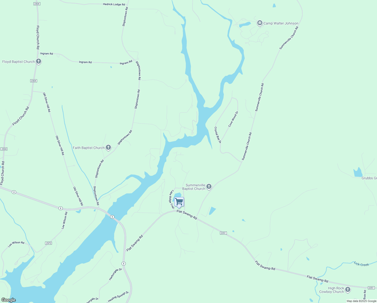 map of restaurants, bars, coffee shops, grocery stores, and more near 445 Watkins Road in Denton