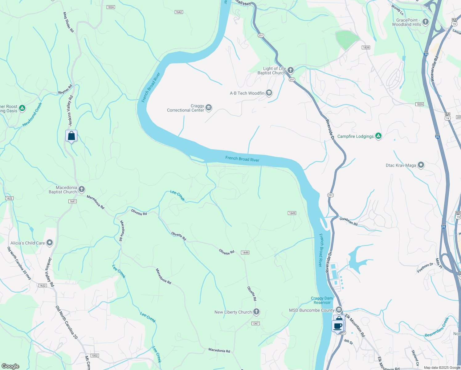 map of restaurants, bars, coffee shops, grocery stores, and more near 26 Tulip Poplar Trail in Asheville