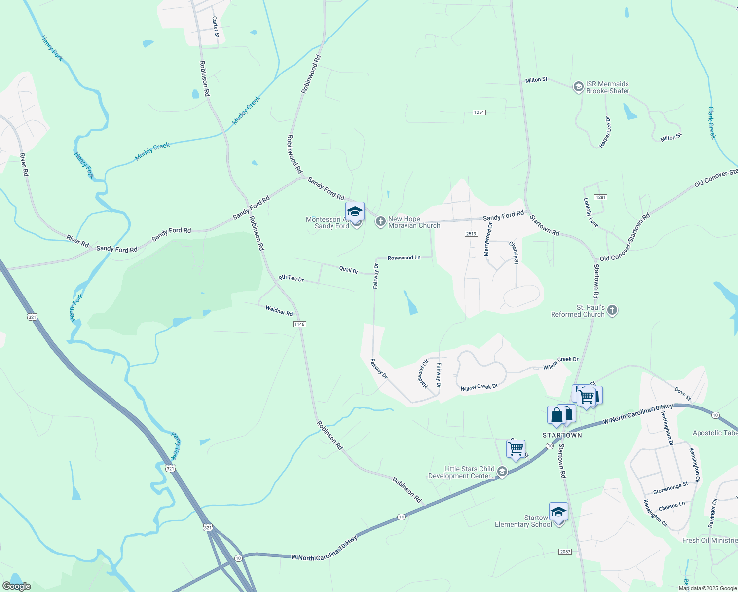 map of restaurants, bars, coffee shops, grocery stores, and more near 1848 Fairway Dr in Newton