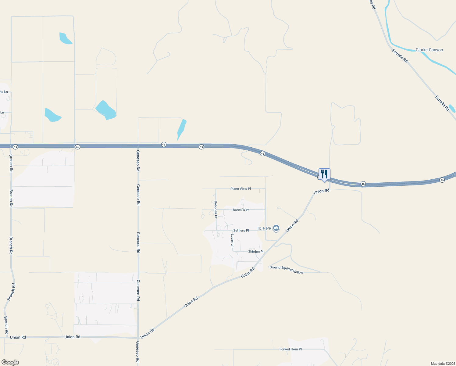 map of restaurants, bars, coffee shops, grocery stores, and more near 8265 Plane View Place in Paso Robles