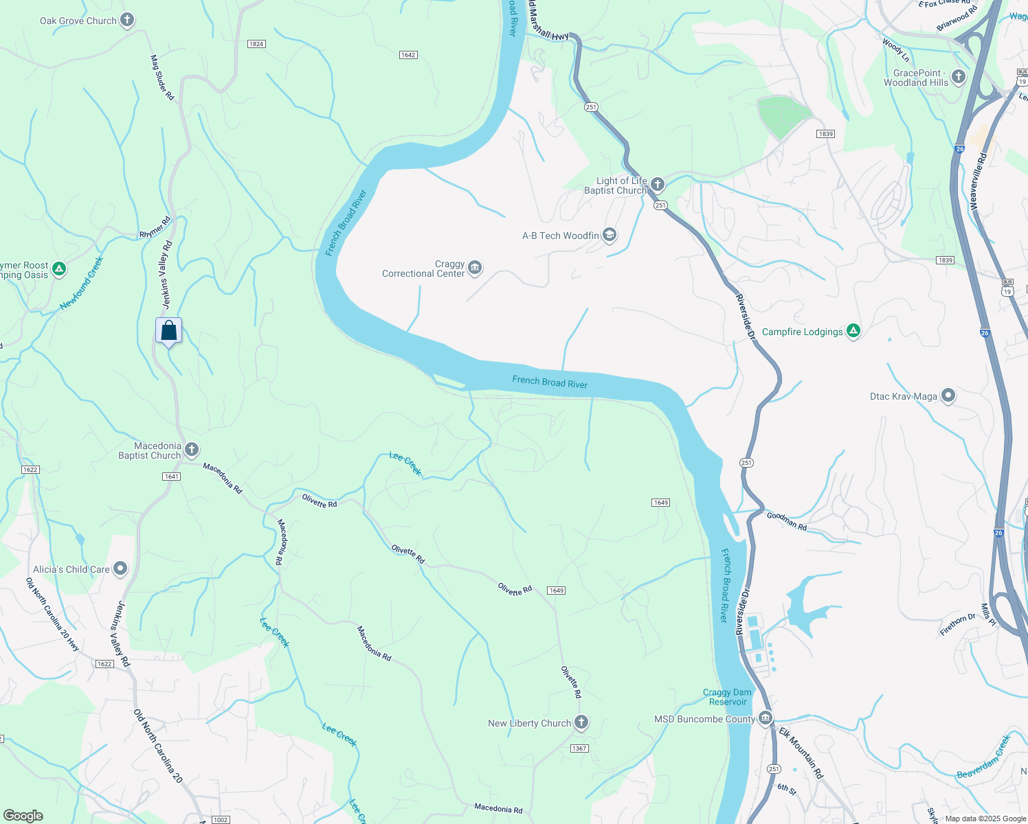 map of restaurants, bars, coffee shops, grocery stores, and more near 12 River Run in Asheville