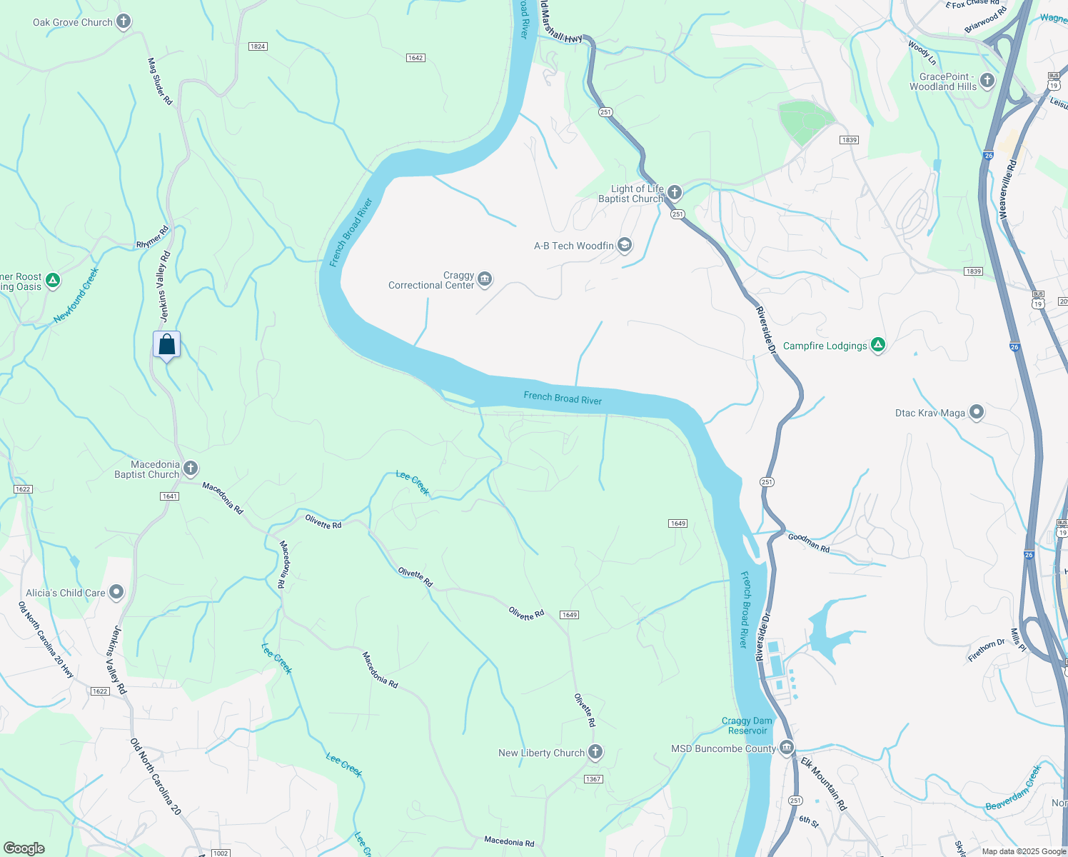 map of restaurants, bars, coffee shops, grocery stores, and more near 18 River Run Road in Canton