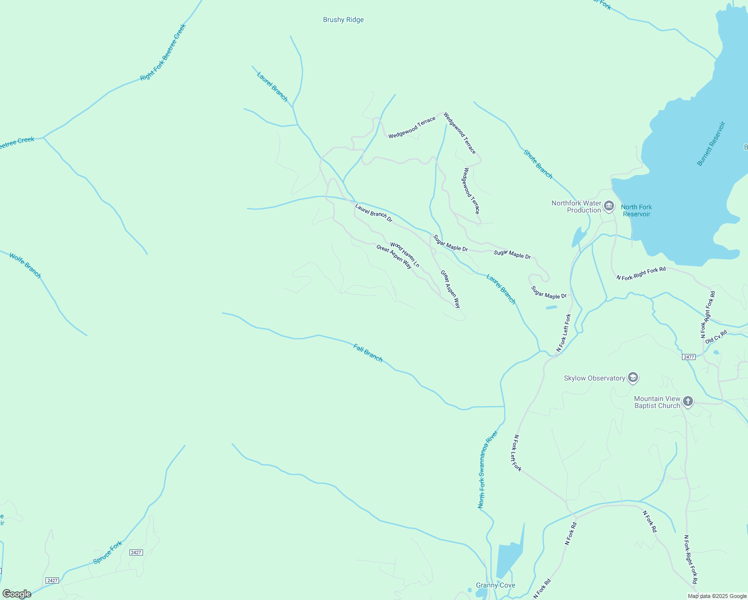 map of restaurants, bars, coffee shops, grocery stores, and more near 5 Oak Ridge TRL in Black Mountain