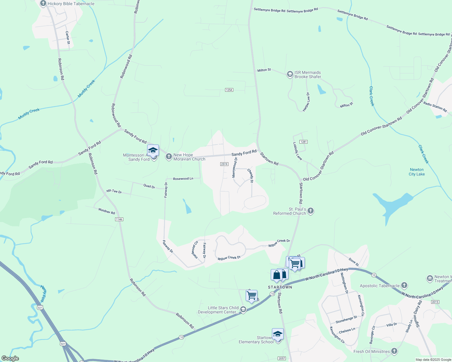 map of restaurants, bars, coffee shops, grocery stores, and more near 1156 Fairway Drive in Newton