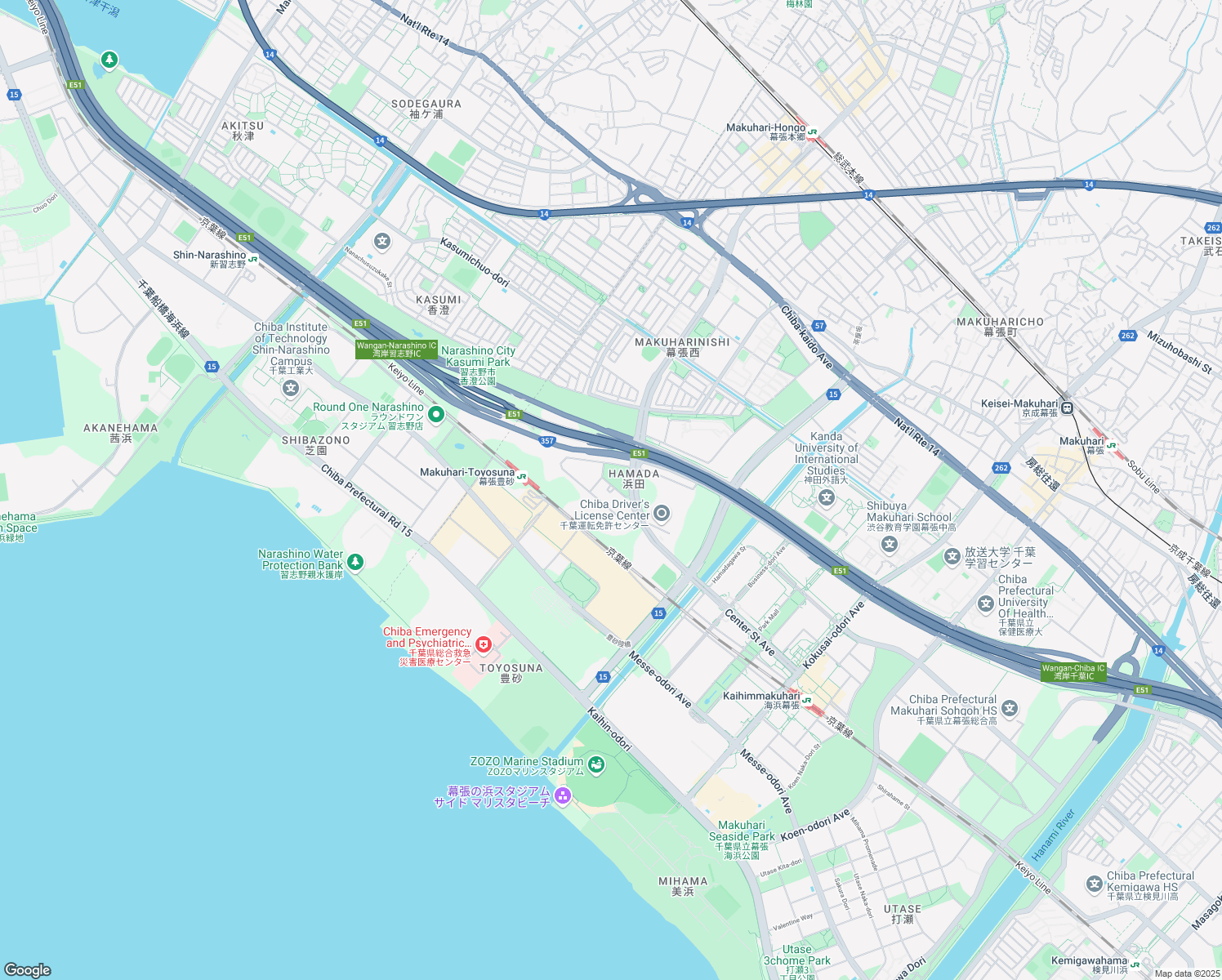 map of restaurants, bars, coffee shops, grocery stores, and more near in Chiba