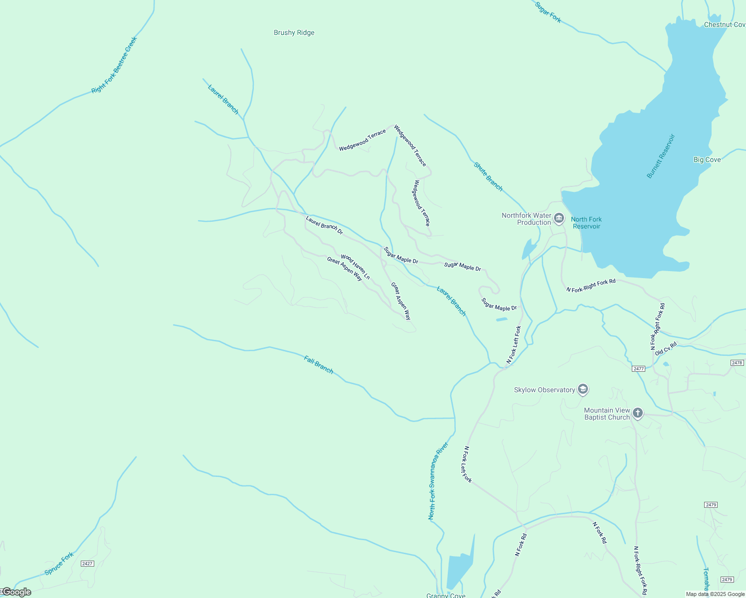map of restaurants, bars, coffee shops, grocery stores, and more near 4 Knotty Pine Way in Black Mountain
