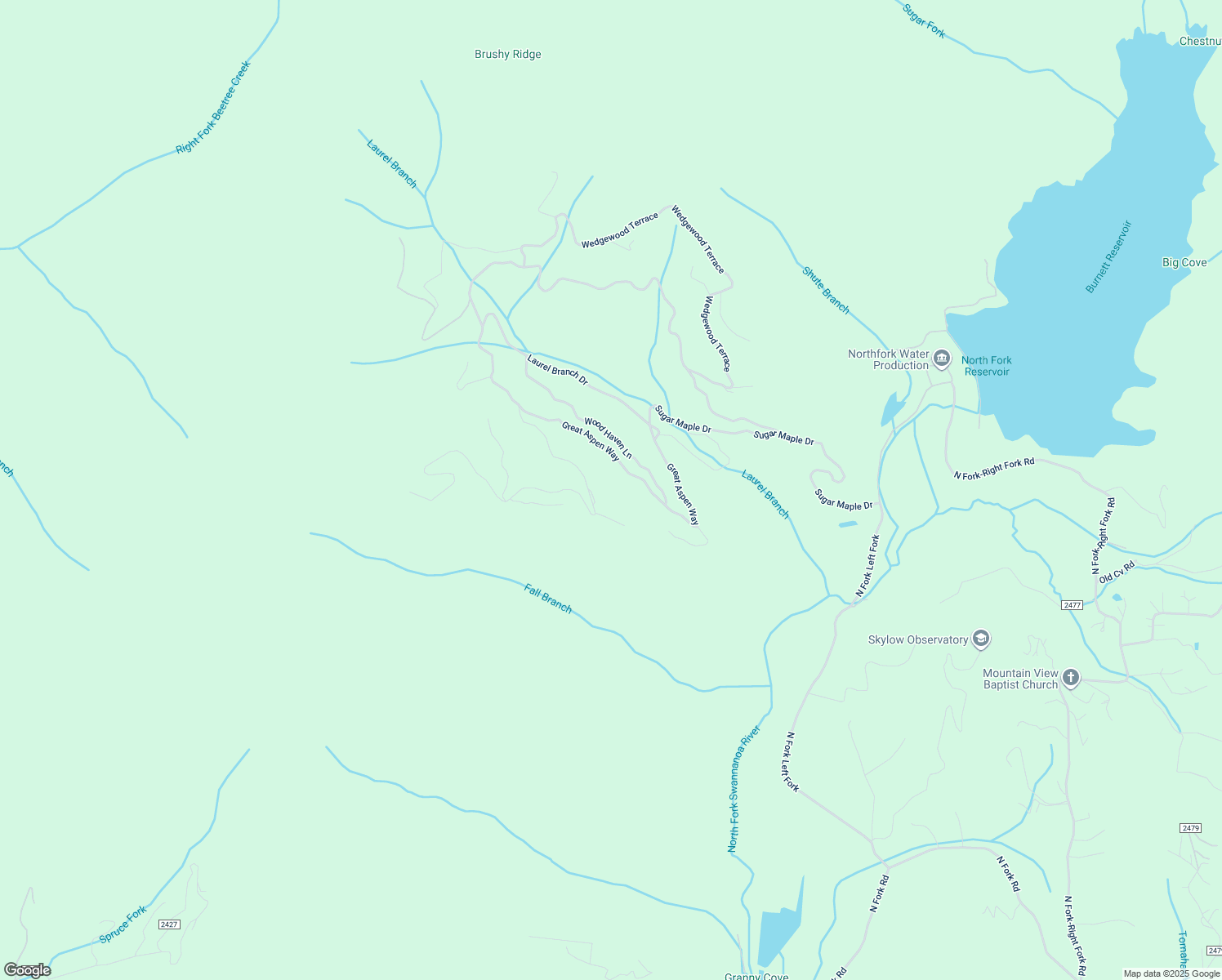 map of restaurants, bars, coffee shops, grocery stores, and more near 4 Knotty Pine Way in Black Mountain