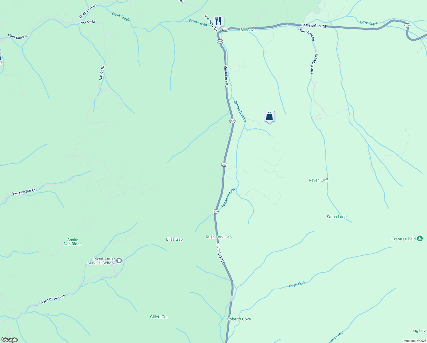 map of restaurants, bars, coffee shops, grocery stores, and more near 146 Blazing Star Lane in Clyde