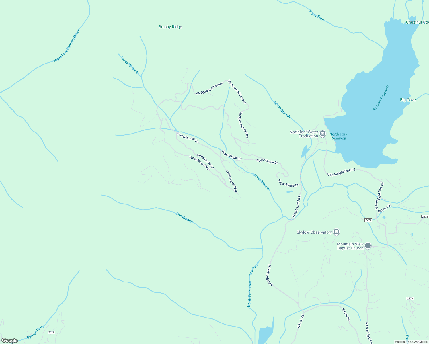 map of restaurants, bars, coffee shops, grocery stores, and more near 10 Wood Haven Lane in Black Mountain