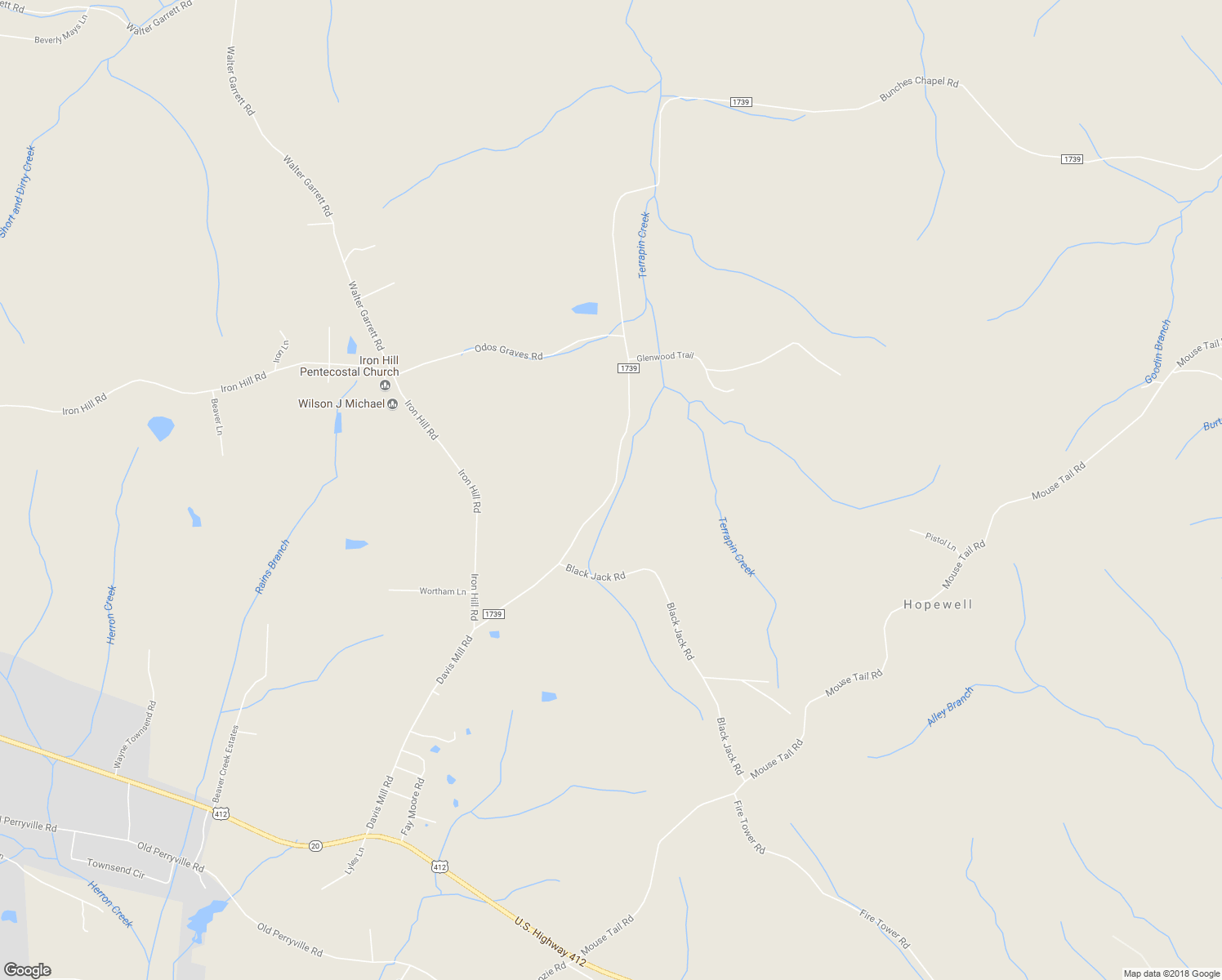 map of restaurants, bars, coffee shops, grocery stores, and more near 1259 County Highway 1739 in Parsons