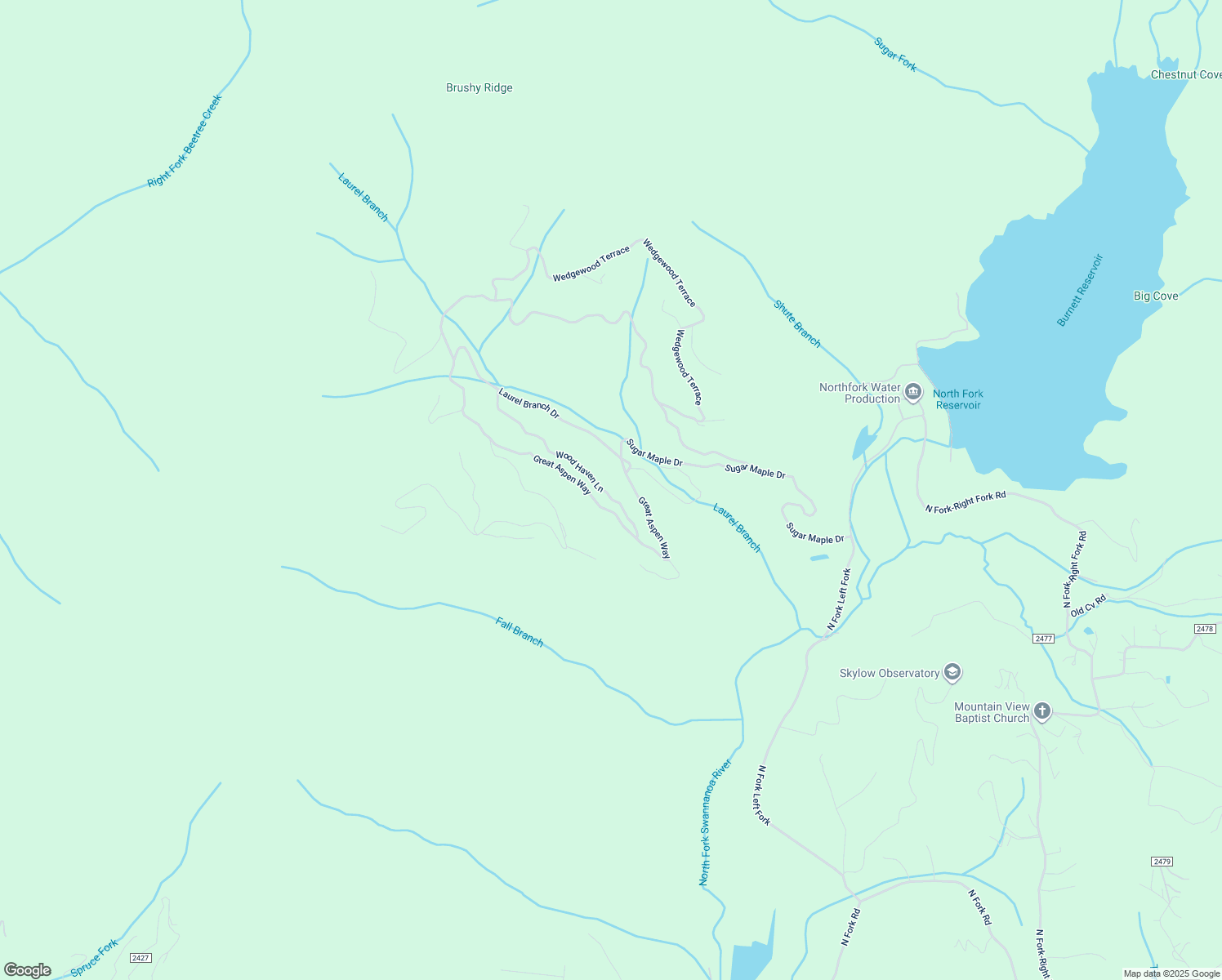 map of restaurants, bars, coffee shops, grocery stores, and more near 9 Wood Haven Lane in Black Mountain