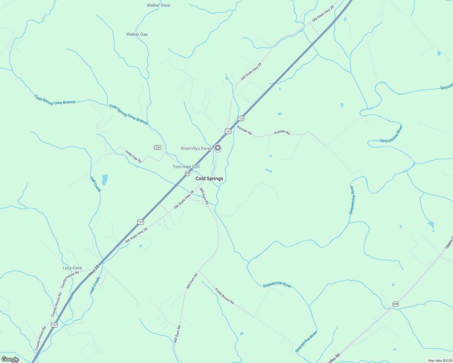 map of restaurants, bars, coffee shops, grocery stores, and more near 15634 Old State Highway 28 in Pikeville