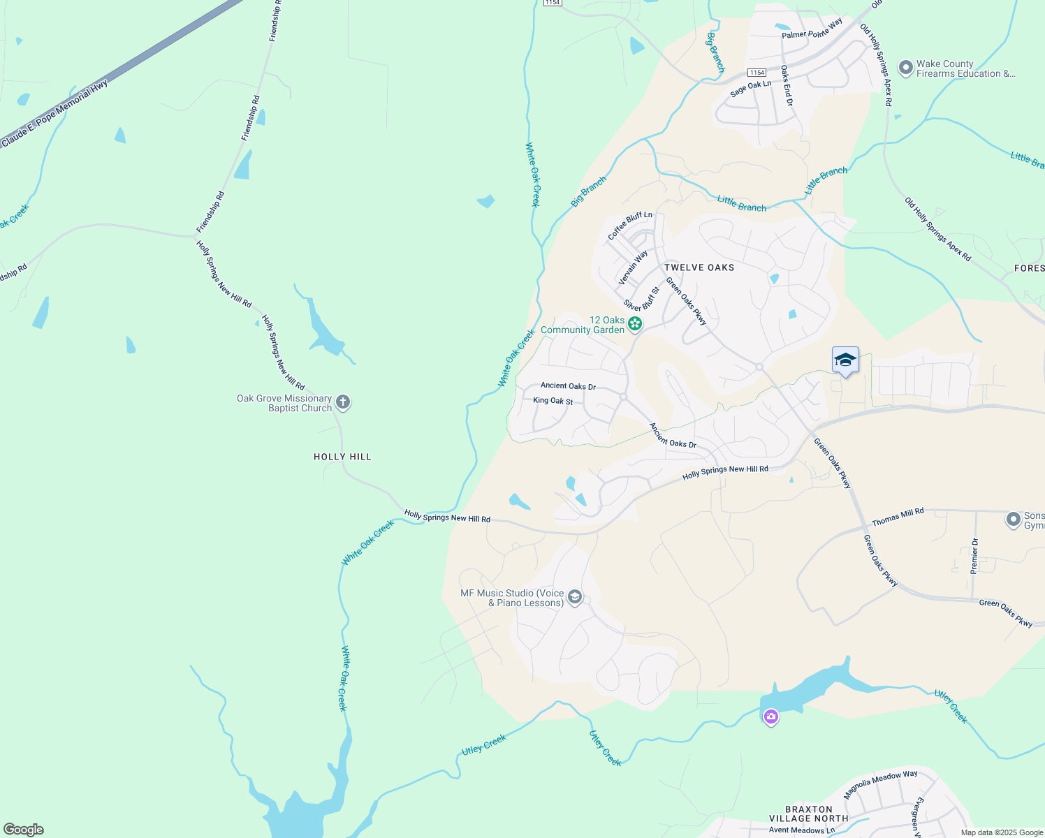 map of restaurants, bars, coffee shops, grocery stores, and more near 813 Ancient Oaks Drive in Holly Springs