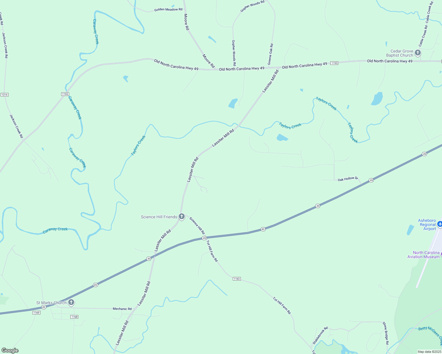 map of restaurants, bars, coffee shops, grocery stores, and more near 2131 Lassiter Mill Road in Asheboro