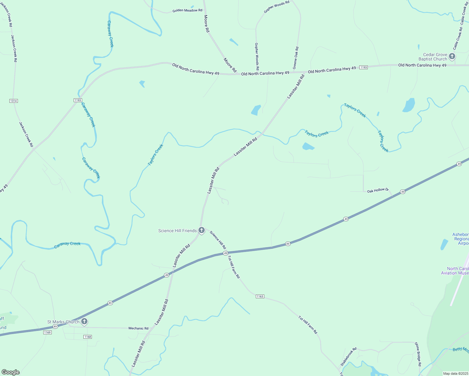 map of restaurants, bars, coffee shops, grocery stores, and more near 2131 Lassiter Mill Road in Asheboro
