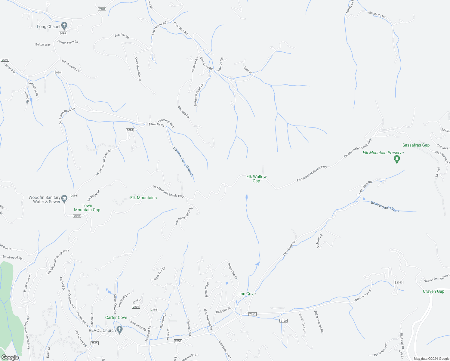 map of restaurants, bars, coffee shops, grocery stores, and more near 732 Elk Mountain Scenic Highway in Asheville