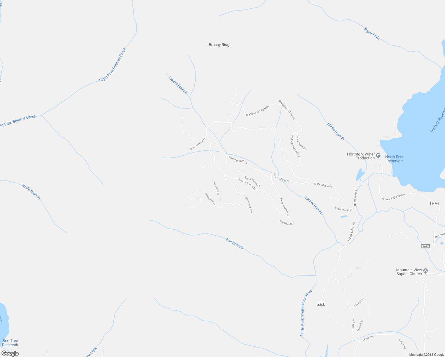map of restaurants, bars, coffee shops, grocery stores, and more near 1 Lake Wood Avenue in Black Mountain