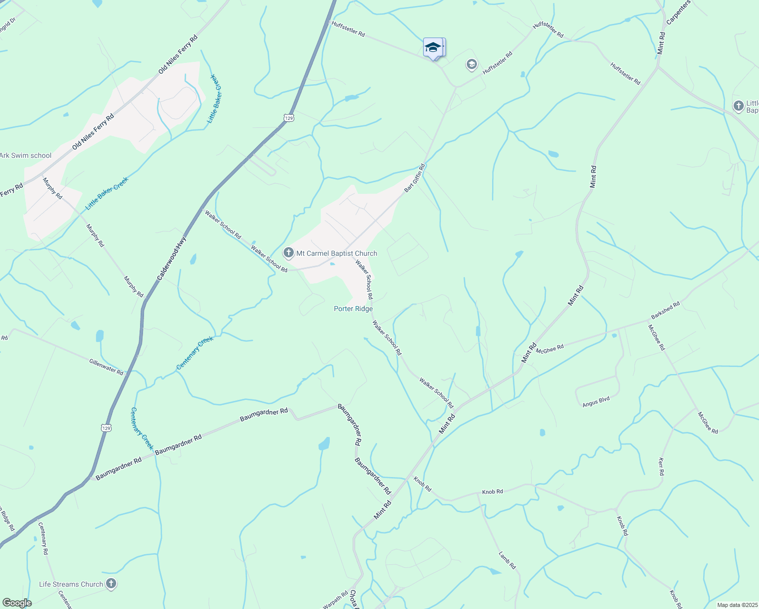 map of restaurants, bars, coffee shops, grocery stores, and more near 1212 Walker School Road in Maryville