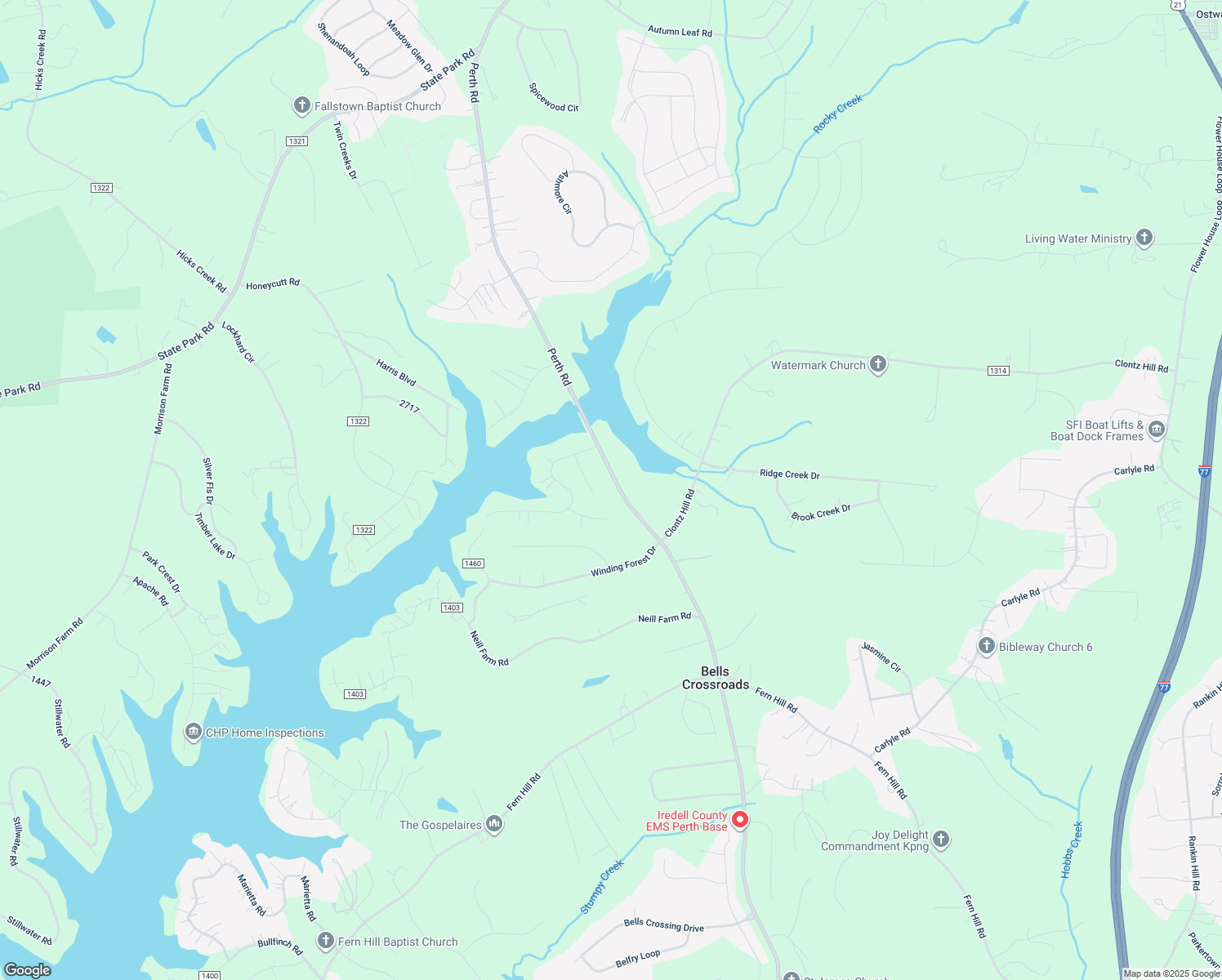map of restaurants, bars, coffee shops, grocery stores, and more near 1234 Perth Road in Troutman