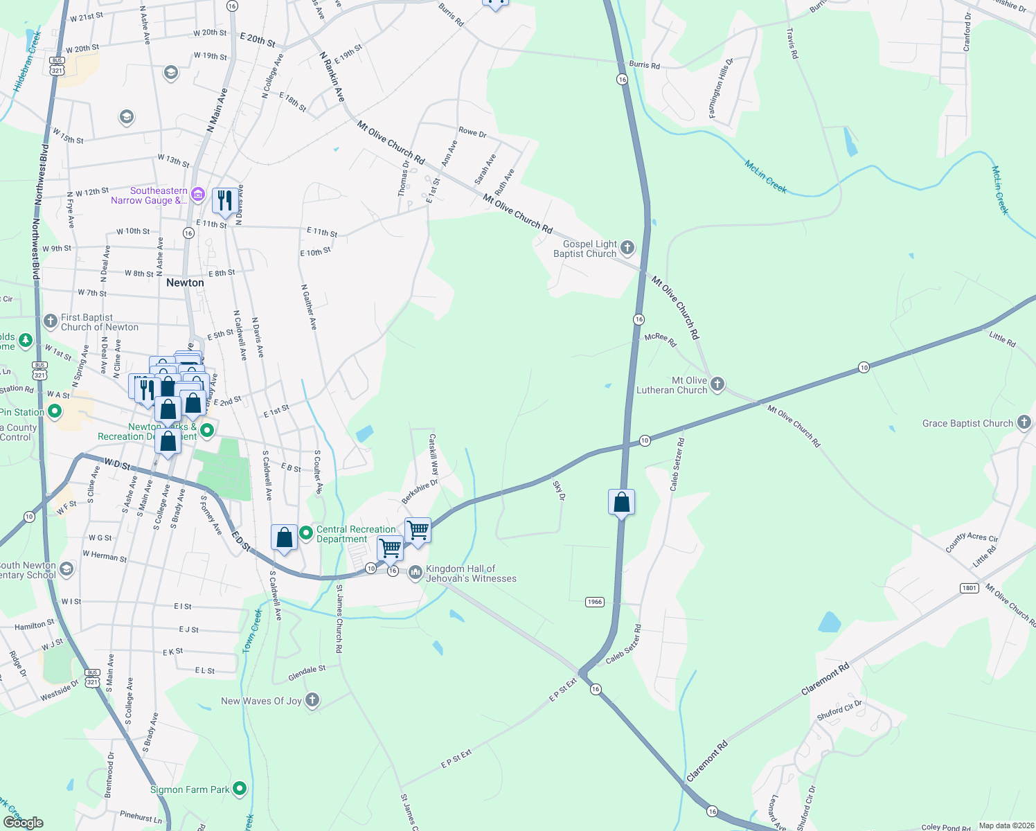 map of restaurants, bars, coffee shops, grocery stores, and more near 867 Goforth Rd in Newton