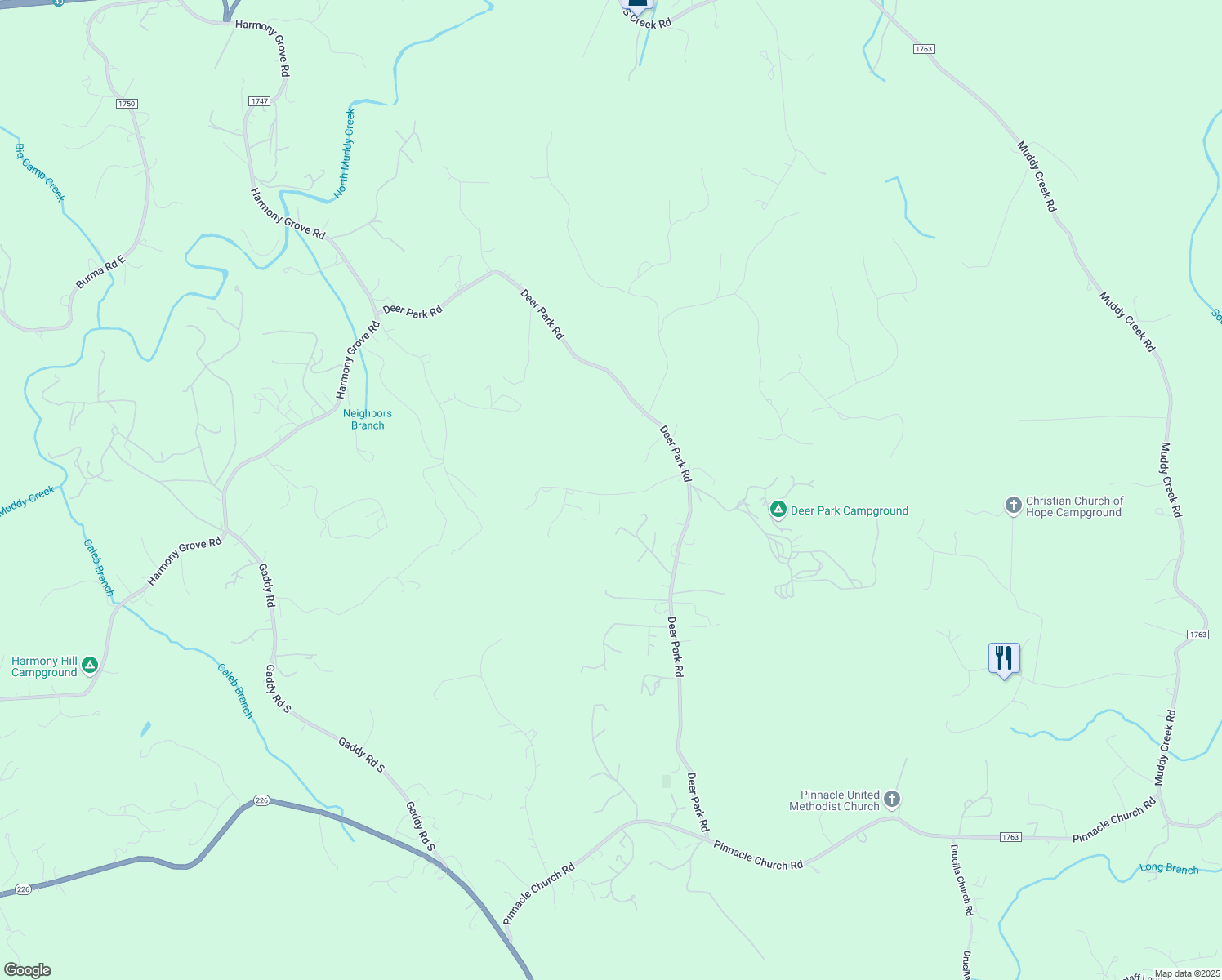 map of restaurants, bars, coffee shops, grocery stores, and more near 248 Chestnut Oak Forest Drive in Nebo