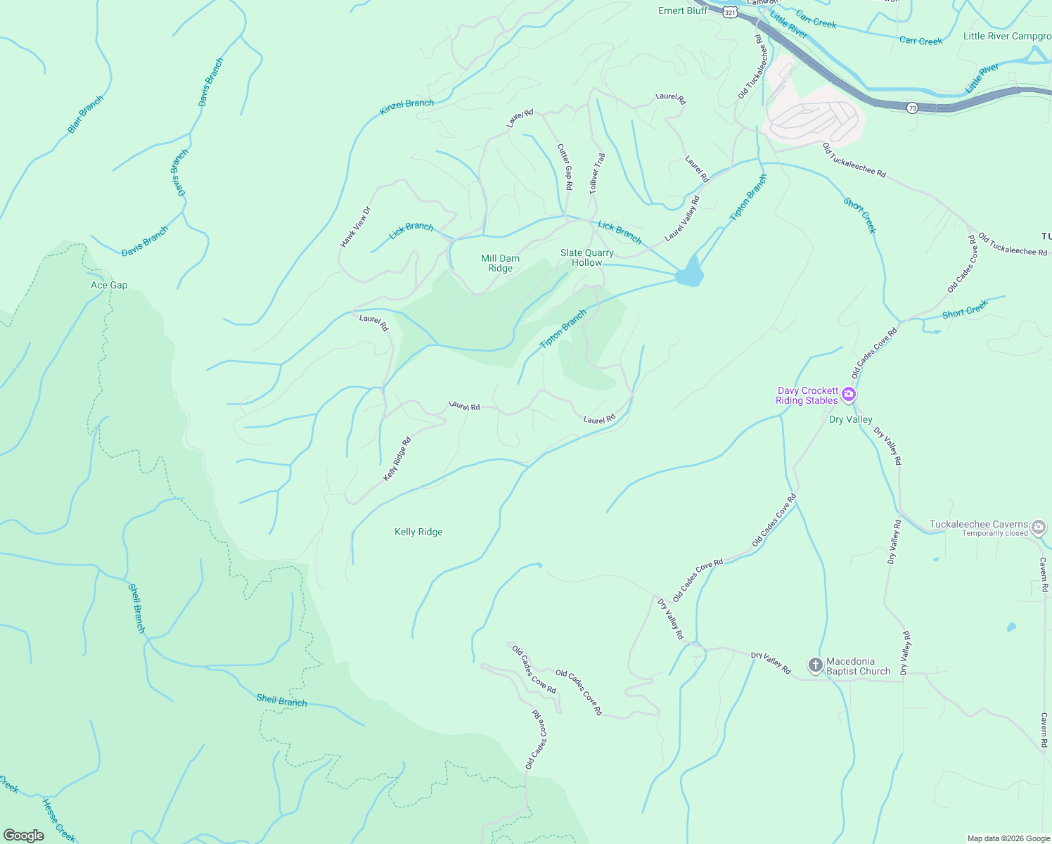map of restaurants, bars, coffee shops, grocery stores, and more near 410 Laurel Trace Road in Townsend