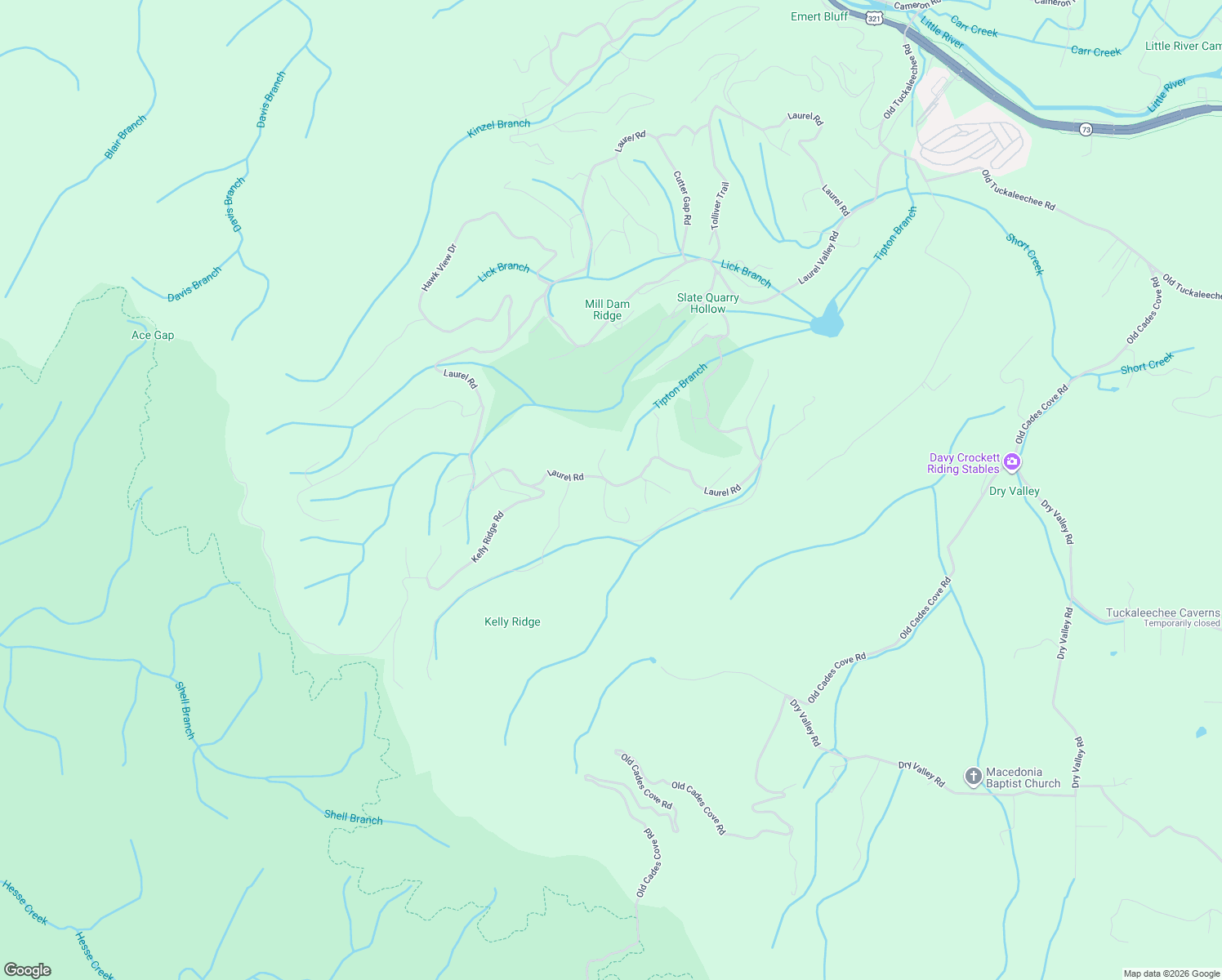 map of restaurants, bars, coffee shops, grocery stores, and more near 433 Laurel Road in Townsend