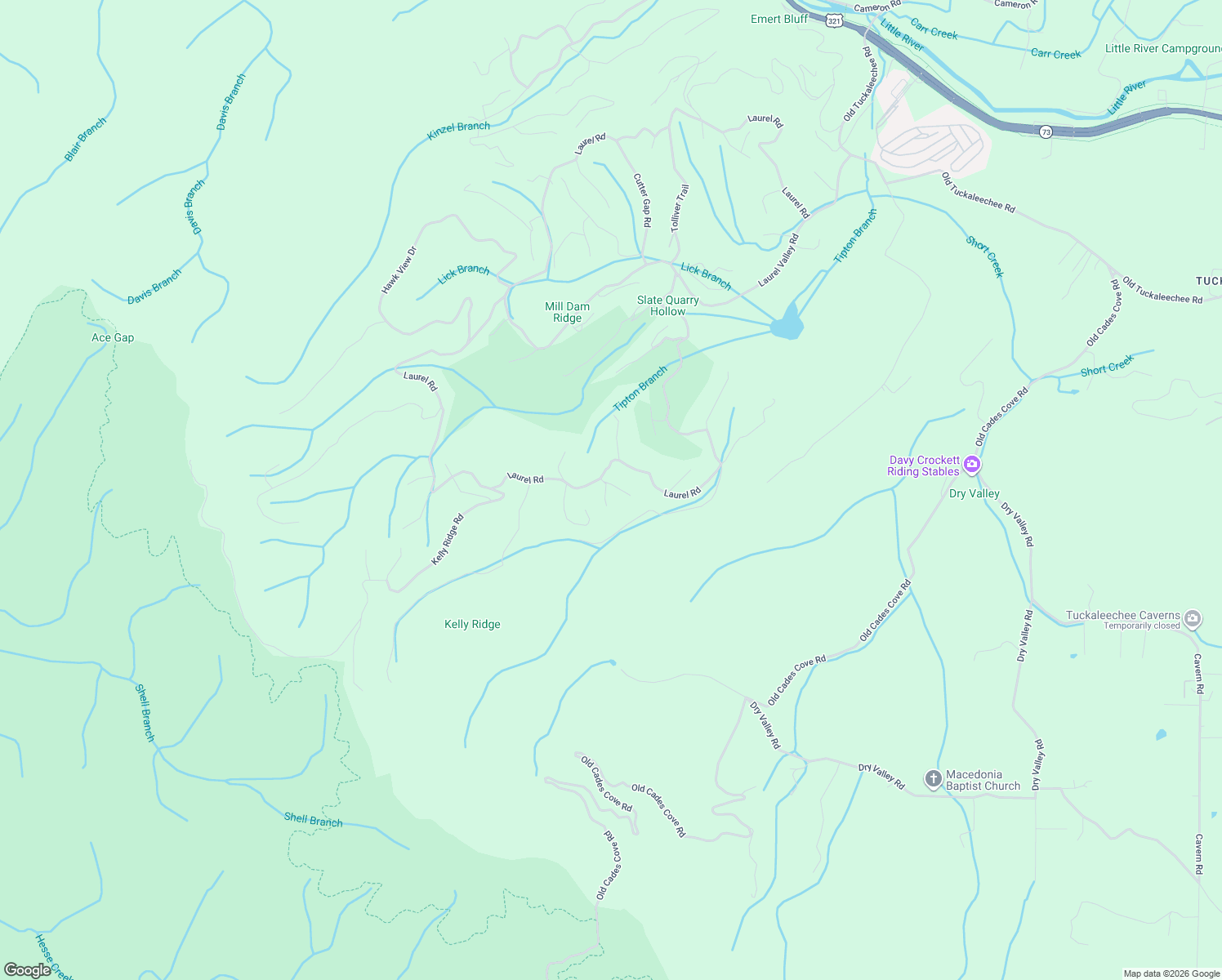 map of restaurants, bars, coffee shops, grocery stores, and more near 410 Laurel Trace Road in Townsend