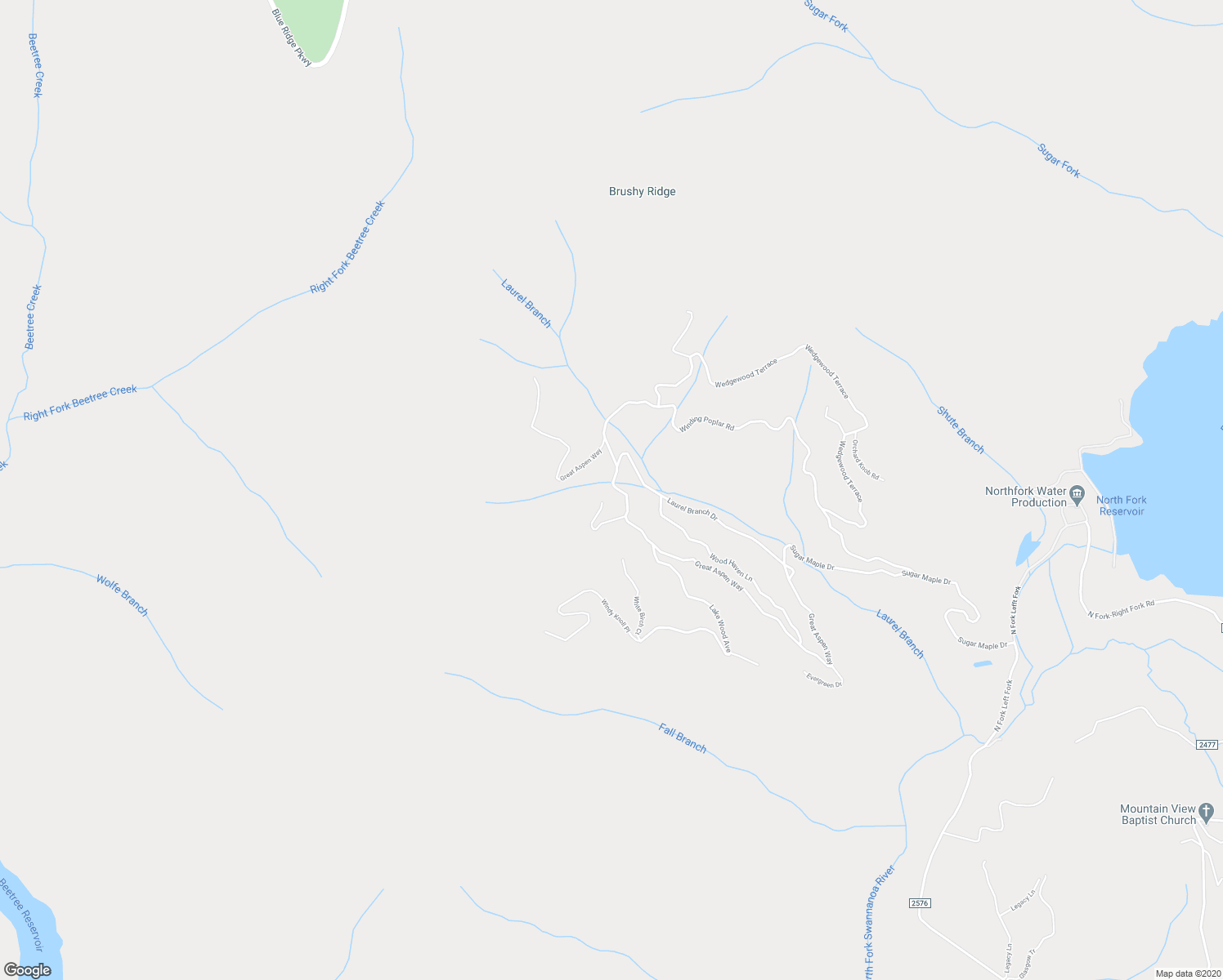 map of restaurants, bars, coffee shops, grocery stores, and more near 58 Great Aspen Way in Black Mountain