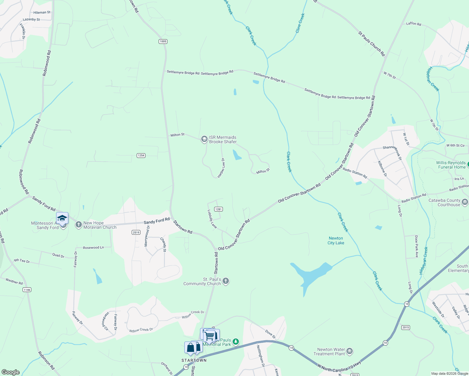 map of restaurants, bars, coffee shops, grocery stores, and more near 1148 Fye Drive in Newton