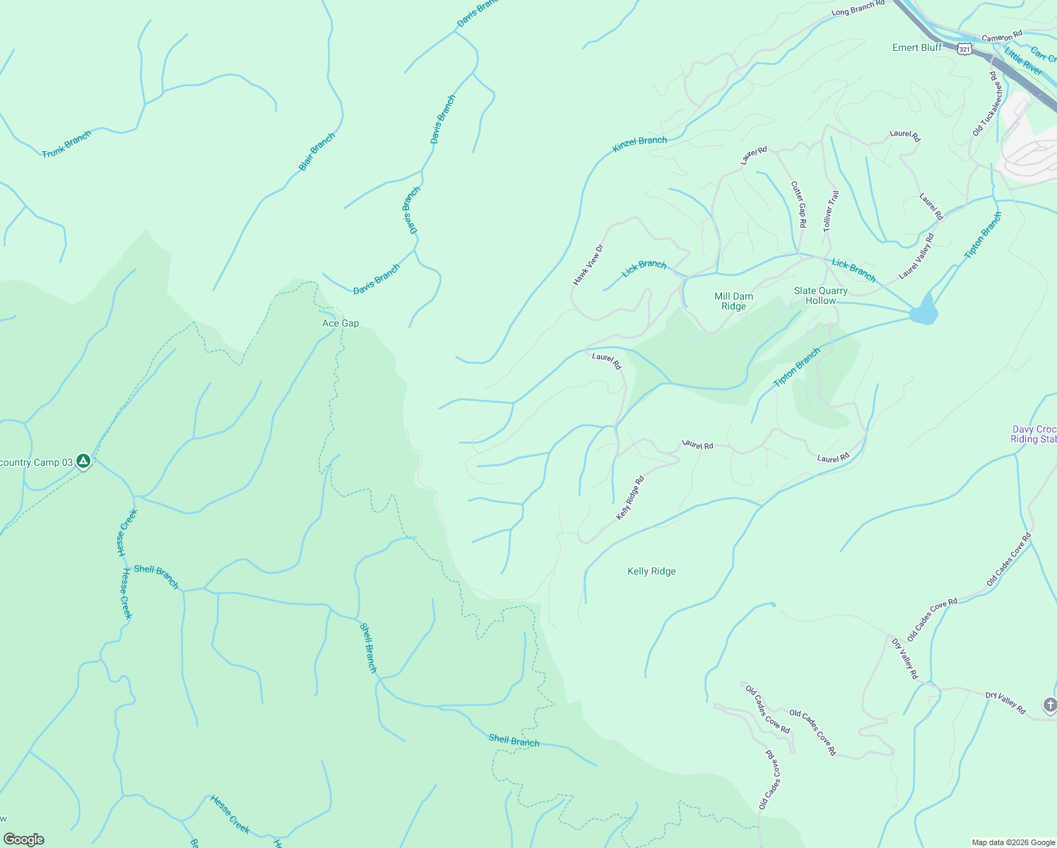 map of restaurants, bars, coffee shops, grocery stores, and more near 707 Bear Den Road in Townsend