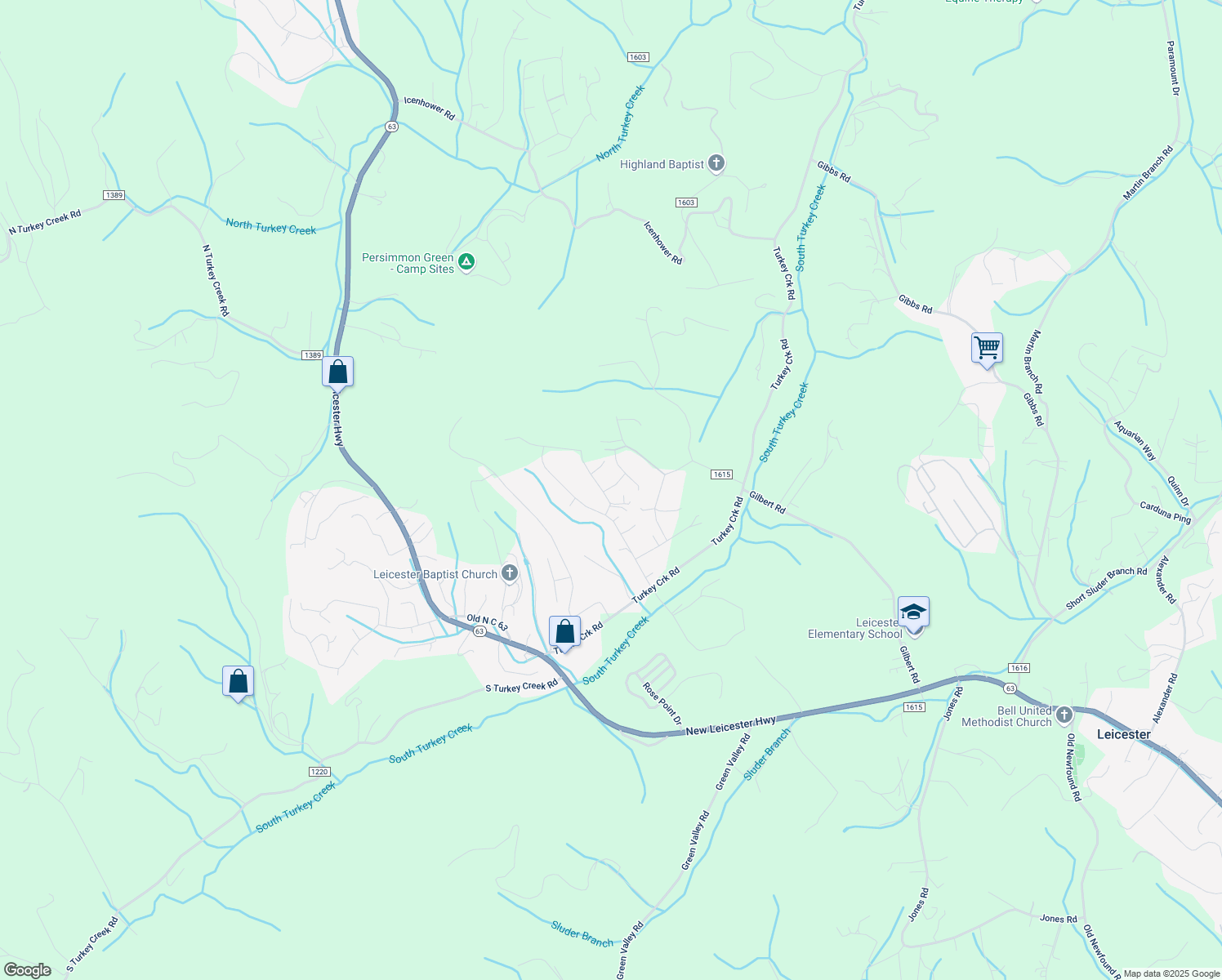 map of restaurants, bars, coffee shops, grocery stores, and more near 5 Shade Tree Lane in Leicester