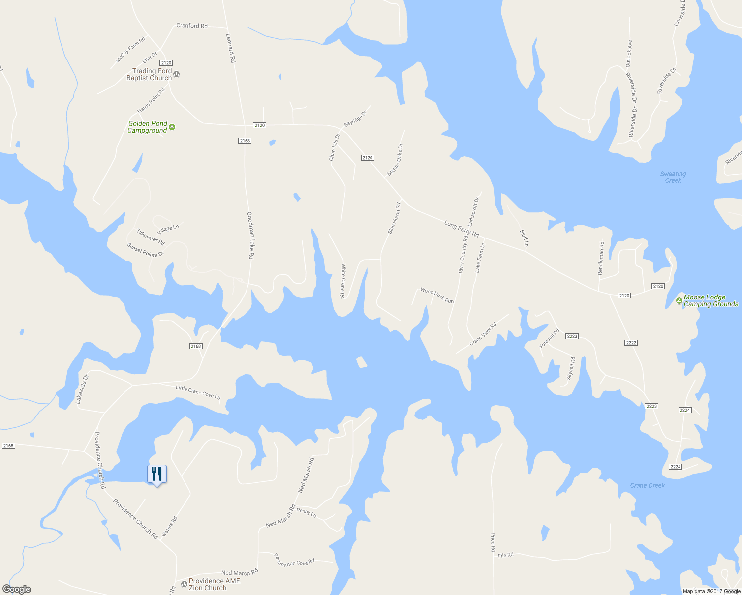 map of restaurants, bars, coffee shops, grocery stores, and more near 520 Blue Heron Road in Salisbury
