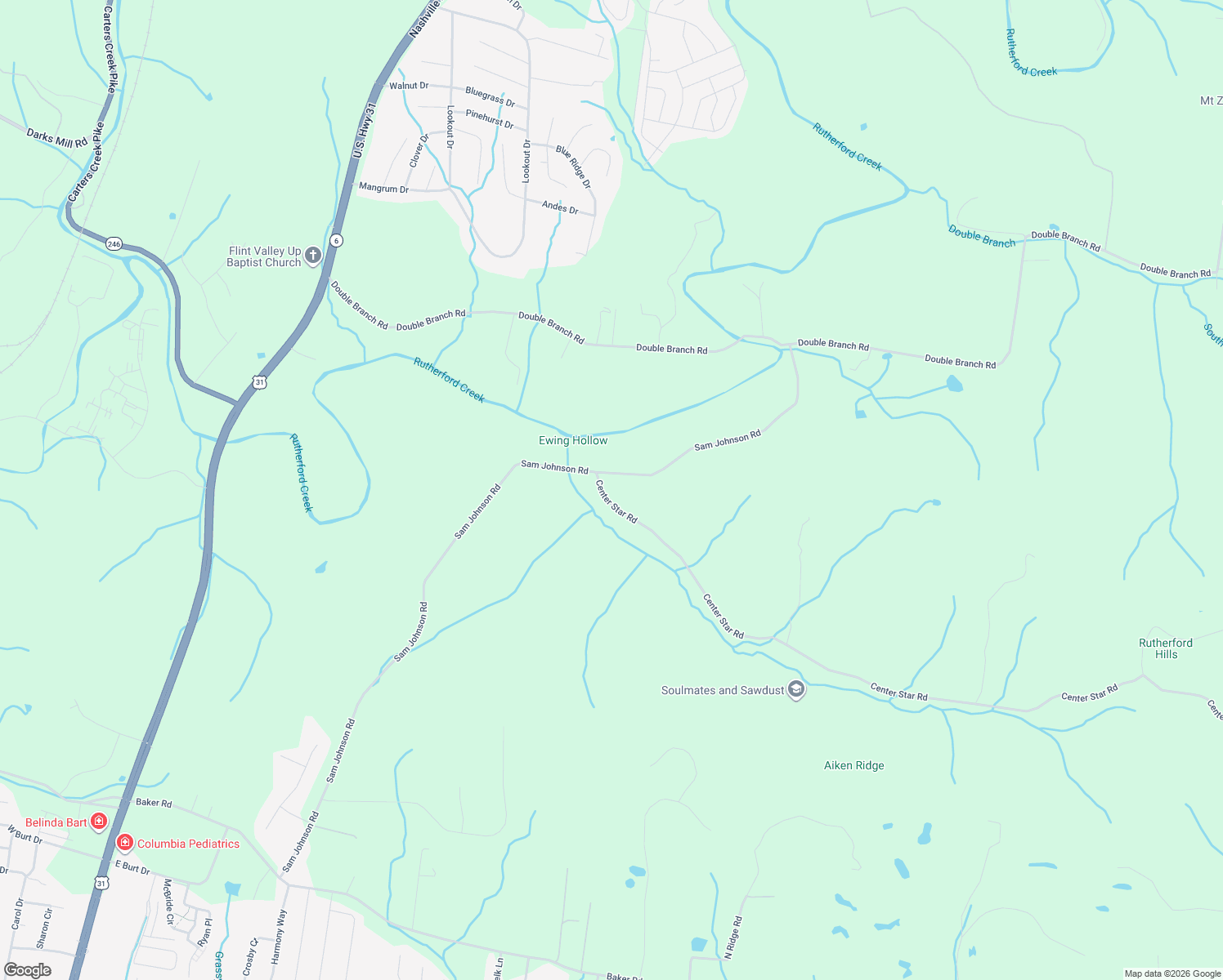 map of restaurants, bars, coffee shops, grocery stores, and more near 1676 Center Star Road in Columbia