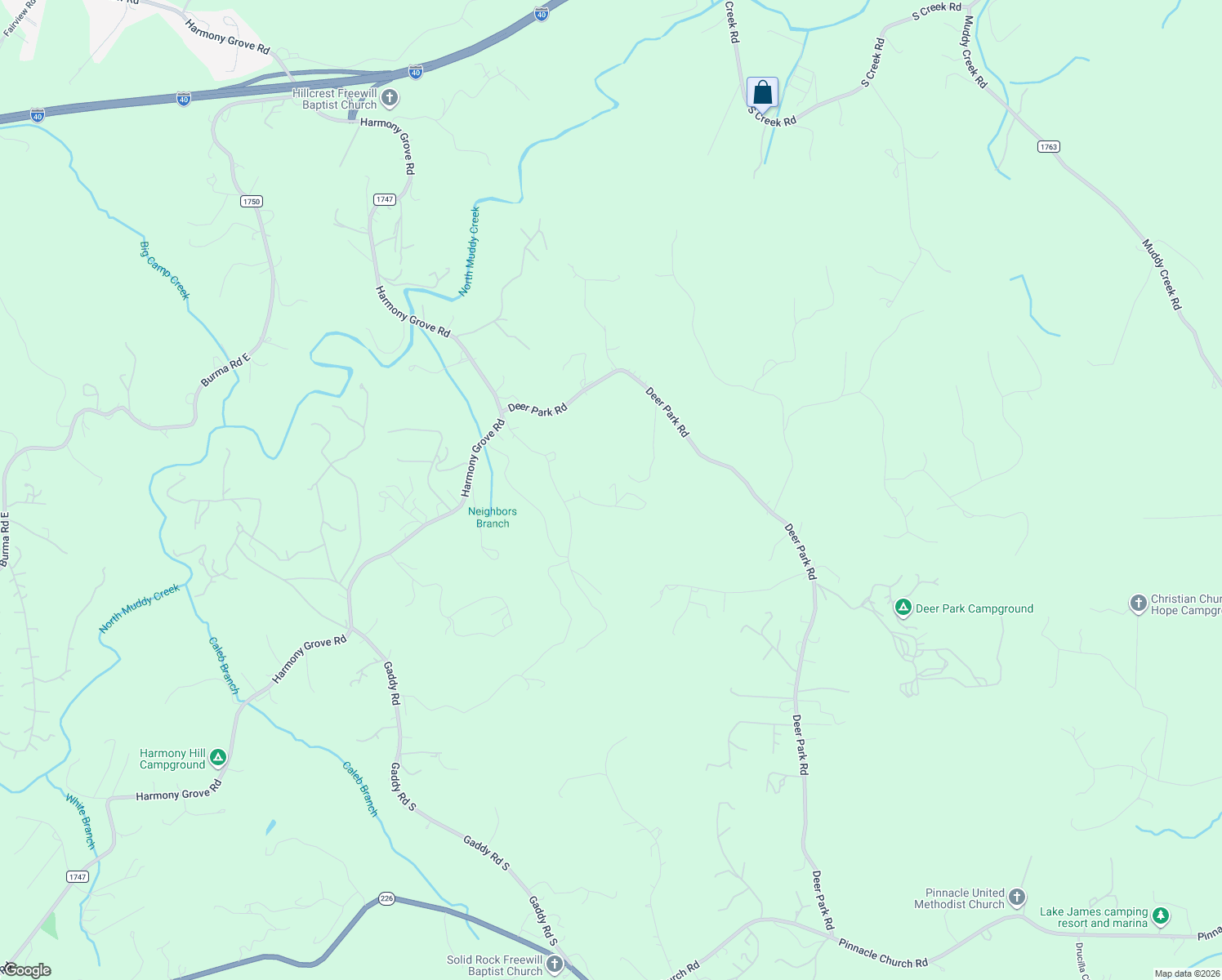 map of restaurants, bars, coffee shops, grocery stores, and more near 173 Croom Hollow Road in Nebo