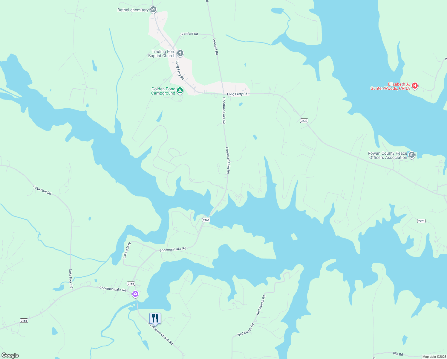 map of restaurants, bars, coffee shops, grocery stores, and more near 6880 Goodman Lake Road in Salisbury