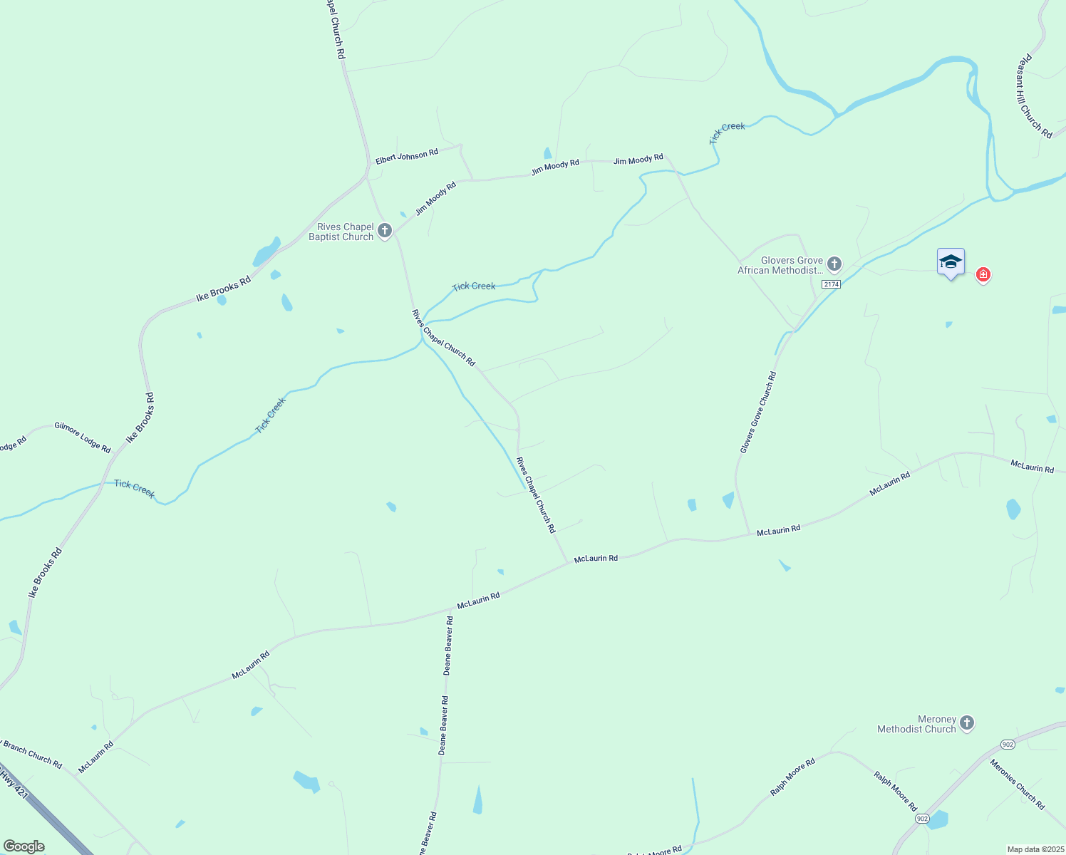 map of restaurants, bars, coffee shops, grocery stores, and more near 5167 Rives Chapel Church Road in Siler City